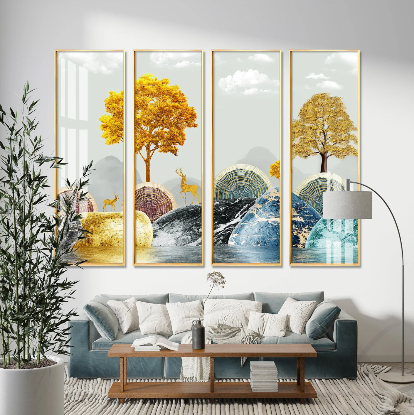 Forest scenery Premium Acrylic Vertical Wall Art (set of 4)