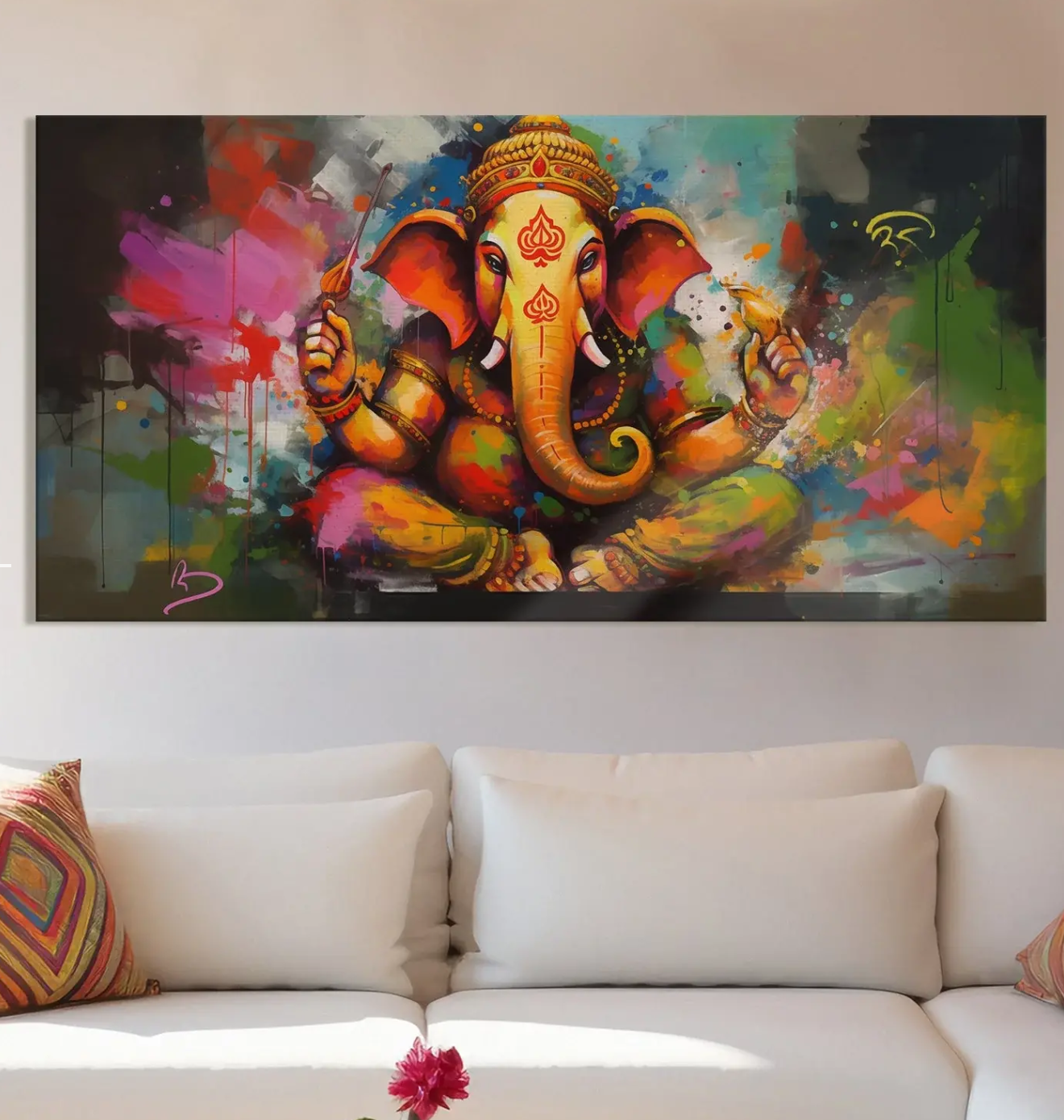 YF Abstract Colourful Ganpati Art