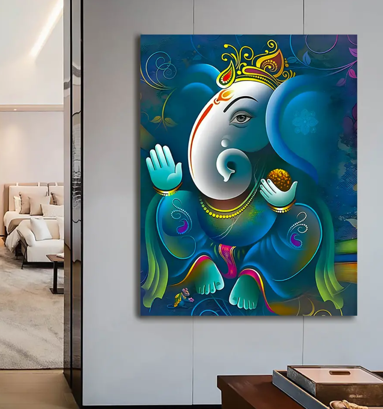 YF Abstract Ethnic Ganesh Art on Canvas