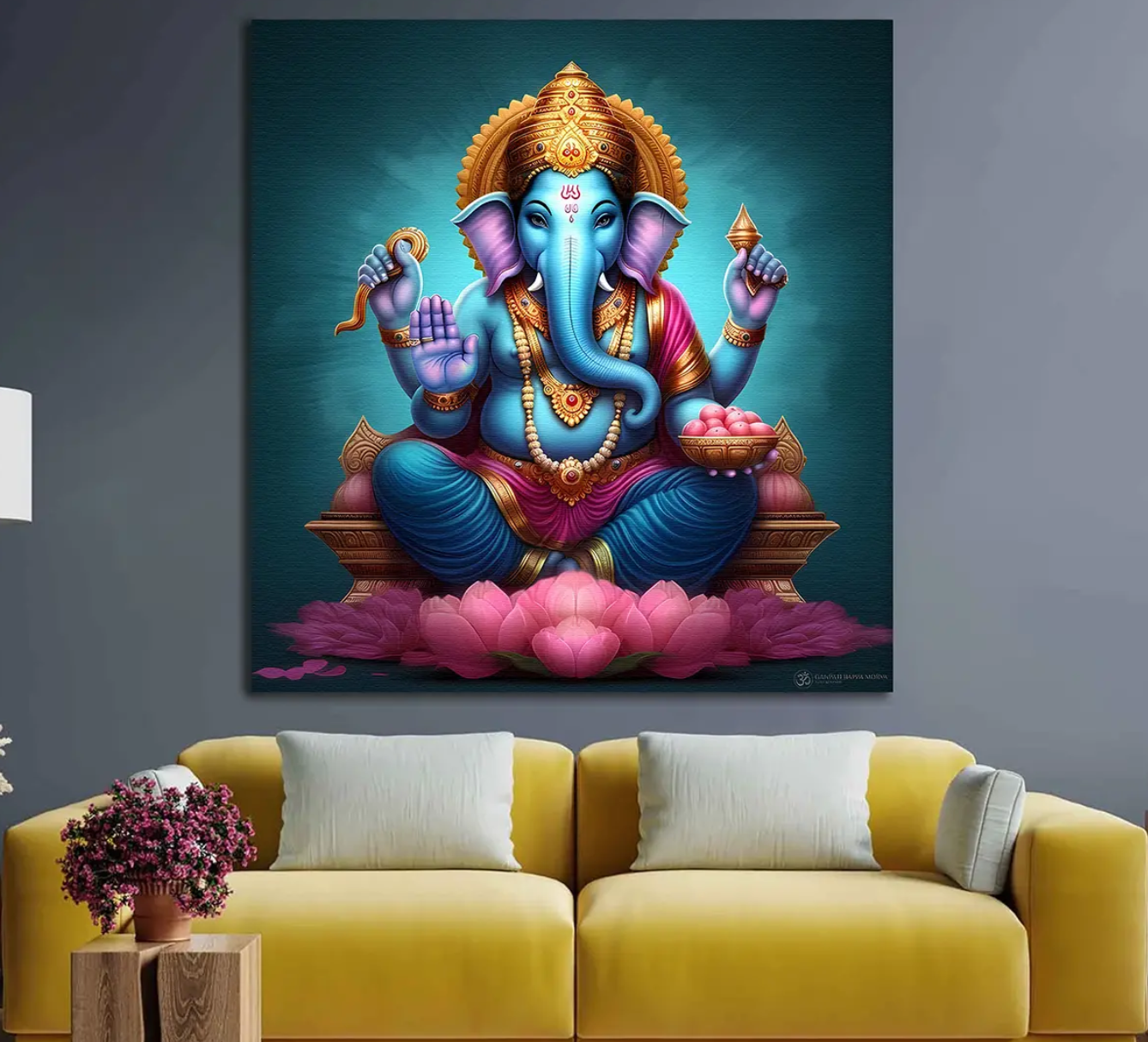 YF Blue Background Ganpati Ji Painting