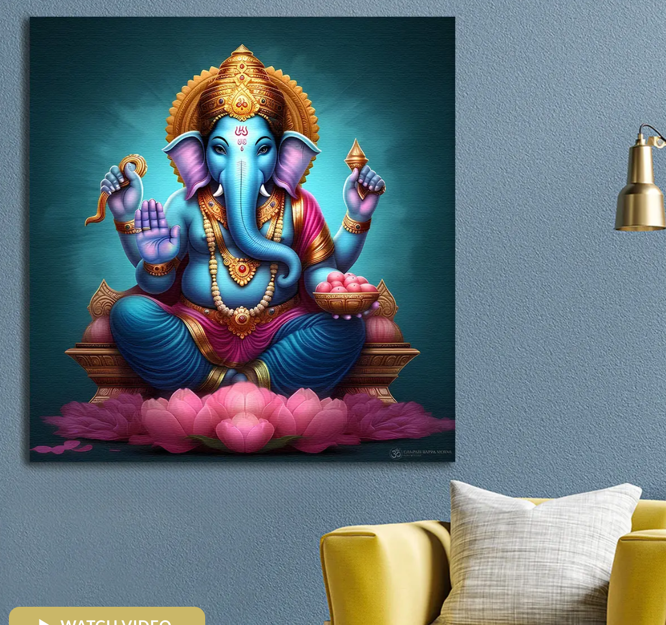 YF Blue Background Ganpati Ji Painting