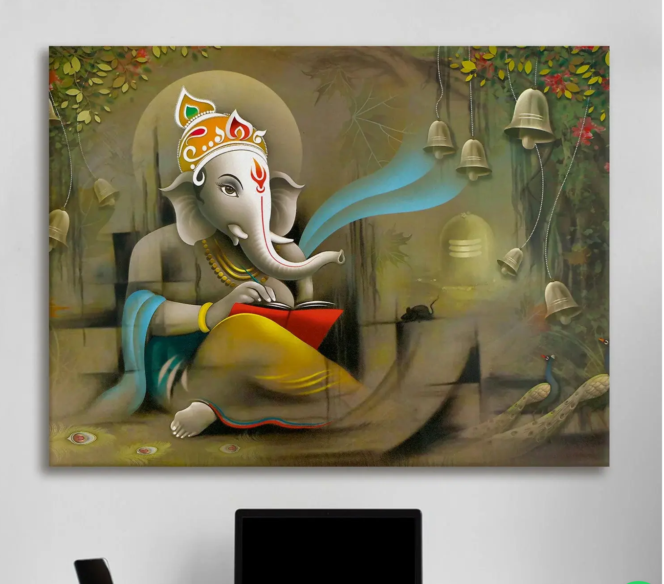 YF Ganpati Ji writing The Mahabharata Canvas Painting