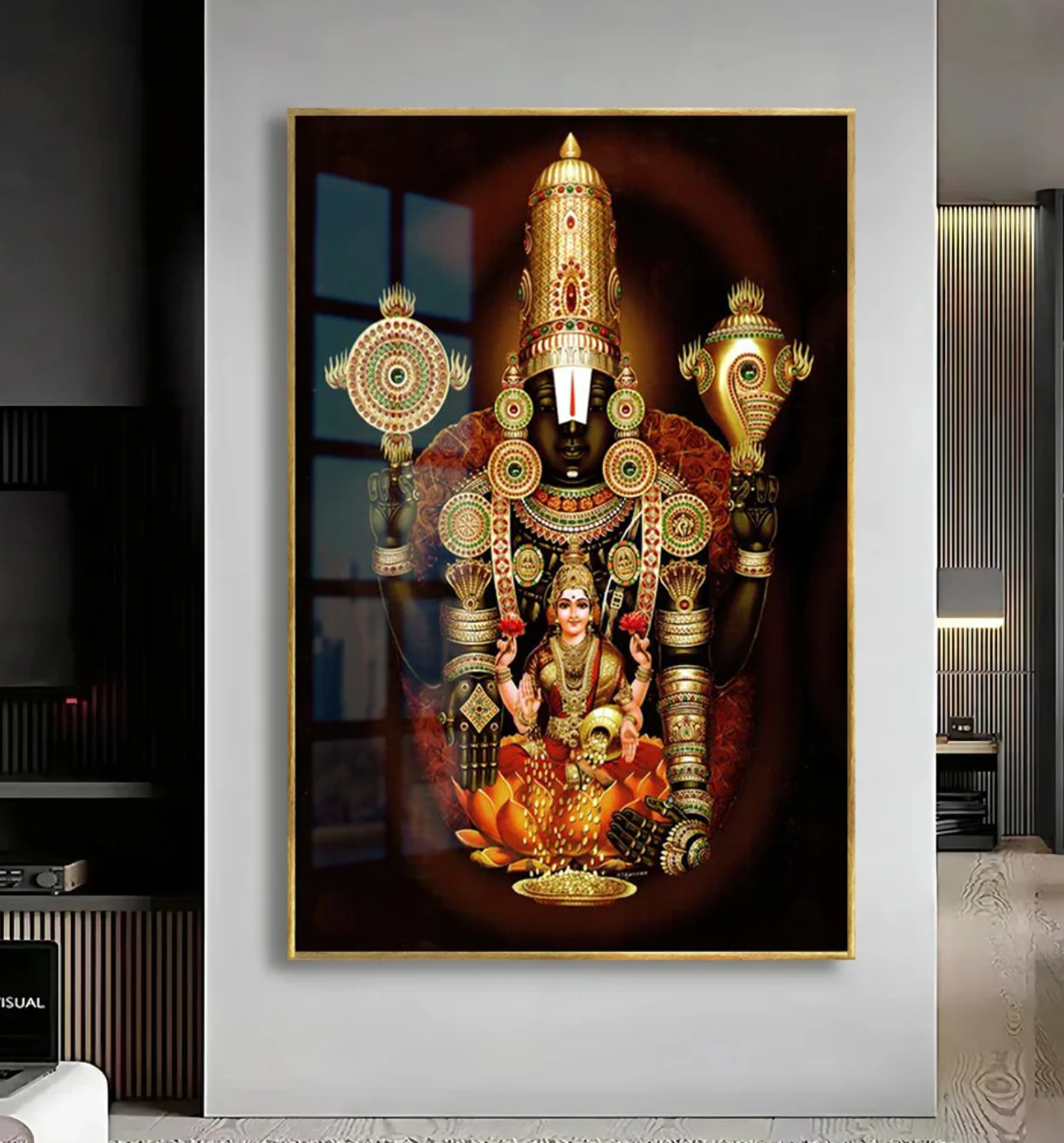 YF Traditional Venkateshwara and Laxmi Ji Acrylic Canvas Painting
