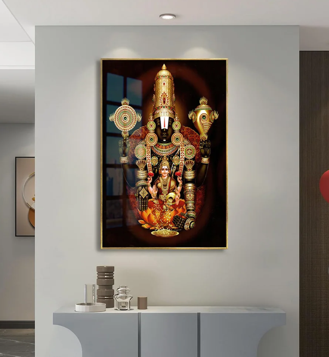 YF Traditional Venkateshwara and Laxmi Ji Acrylic Canvas Painting