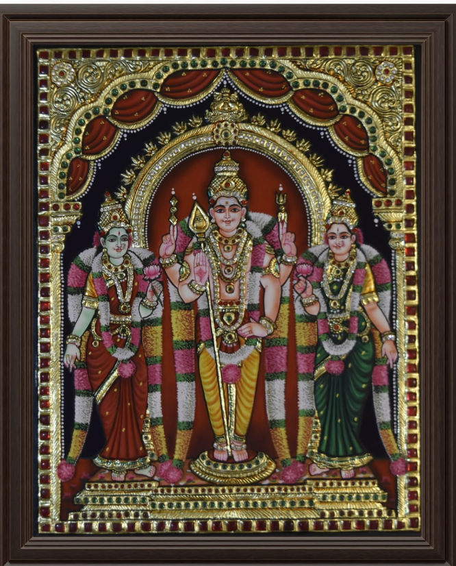 ATP Murugan Valli Deivanai Flat Tanjore Painting
