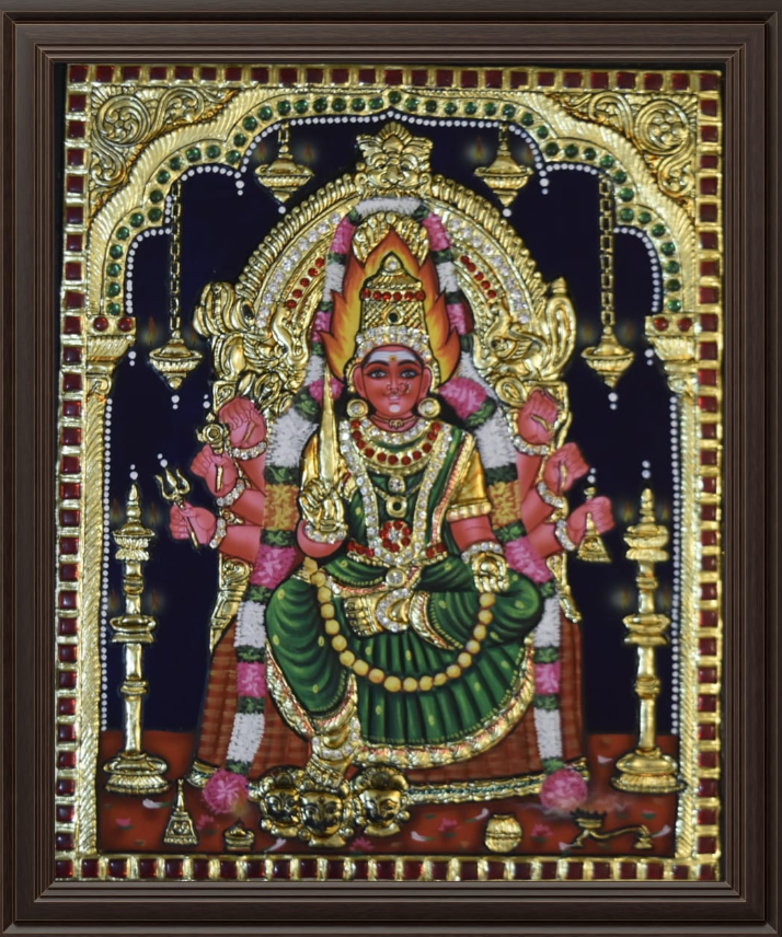 ATP Mariyamma Devi Flat Tanjore Painting