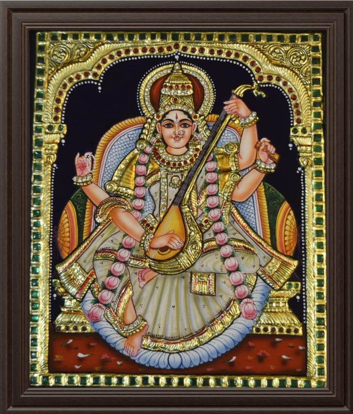 ATP Saraswathi Devi Flat Tanjore Painting