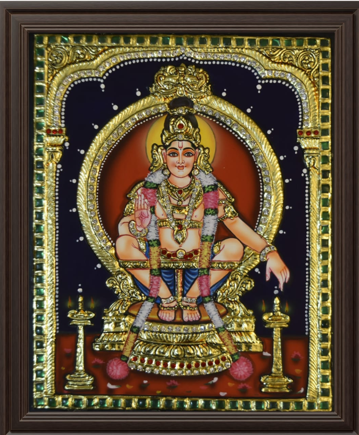 ATP Ayyappa Swamy Flat Tanjore Painting