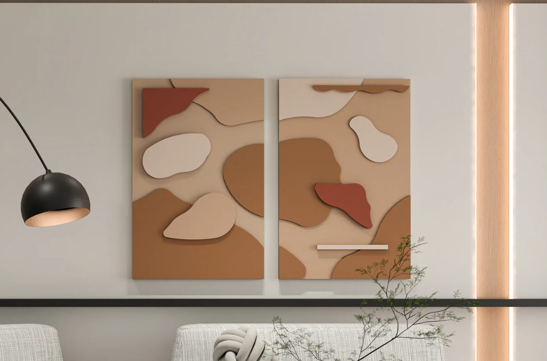 AWA - 3D Abstract Wall Art – Home Decor Sculpture - (Set of 2)