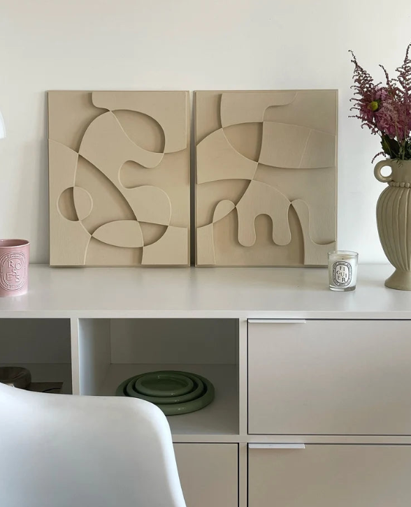 AWA - New 3D Abstract Relief Wall Art – Home Decor Sculpture - (Set of 2)
