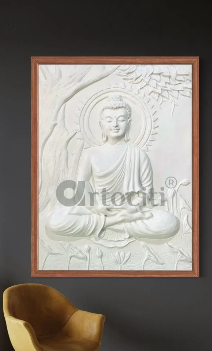 Buddha Under Tree 3D Relief Mural (4x3 & 6x6 Feet)