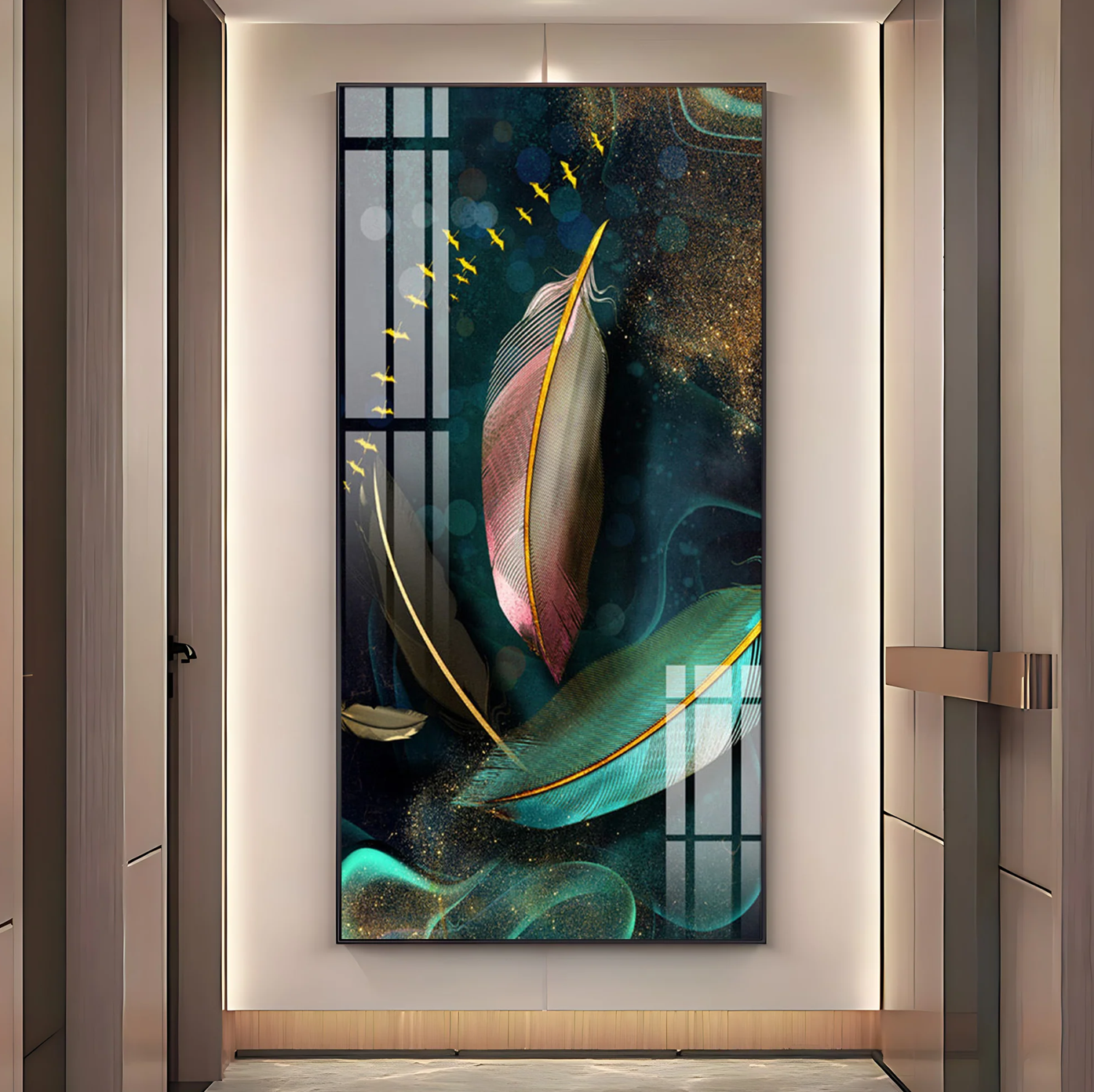 Feathers of Space Premium Acrylic Vertical Wall Art