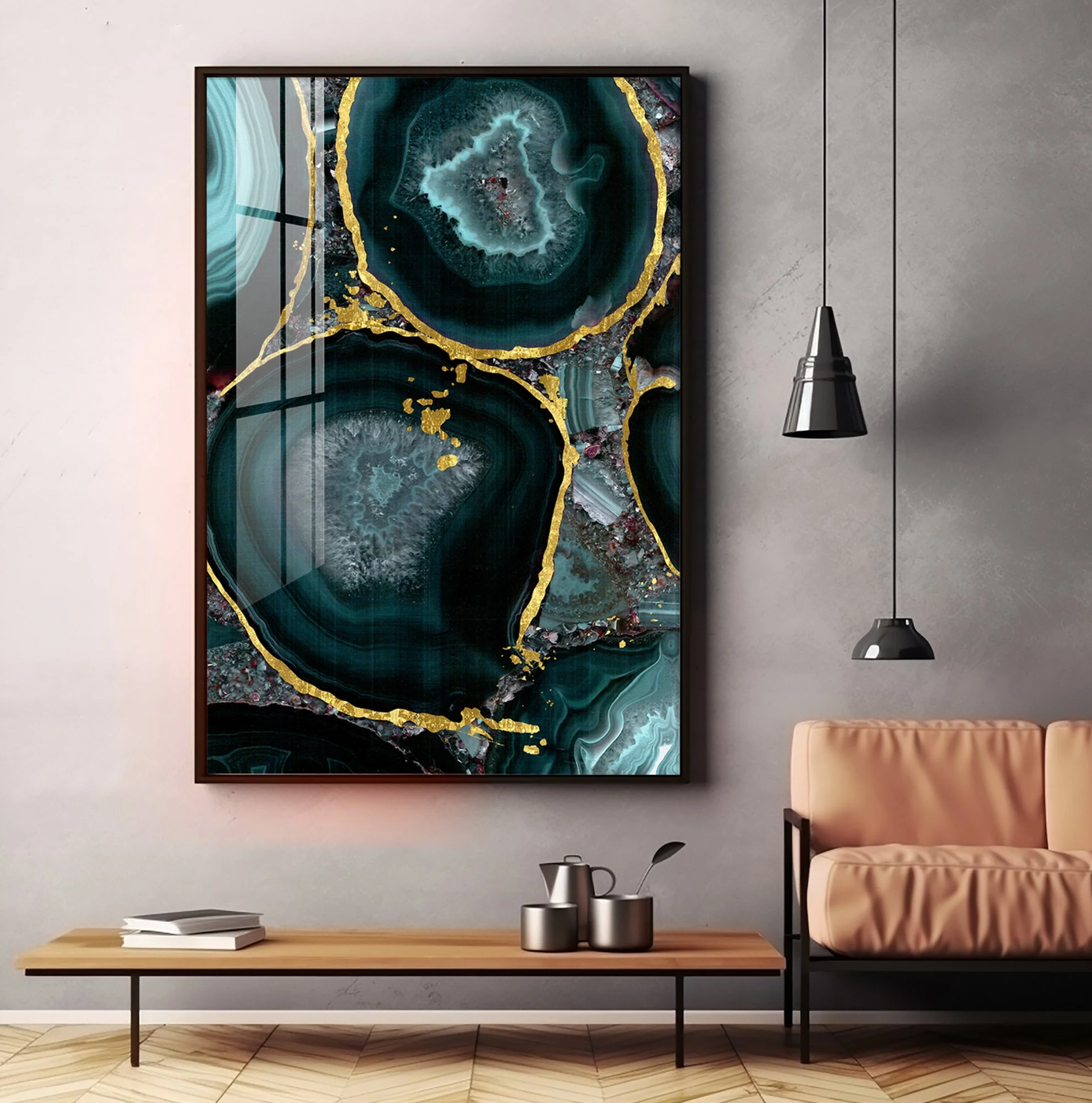 Abstract Art Agate Stone Premium Acrylic Vertical Wall Art