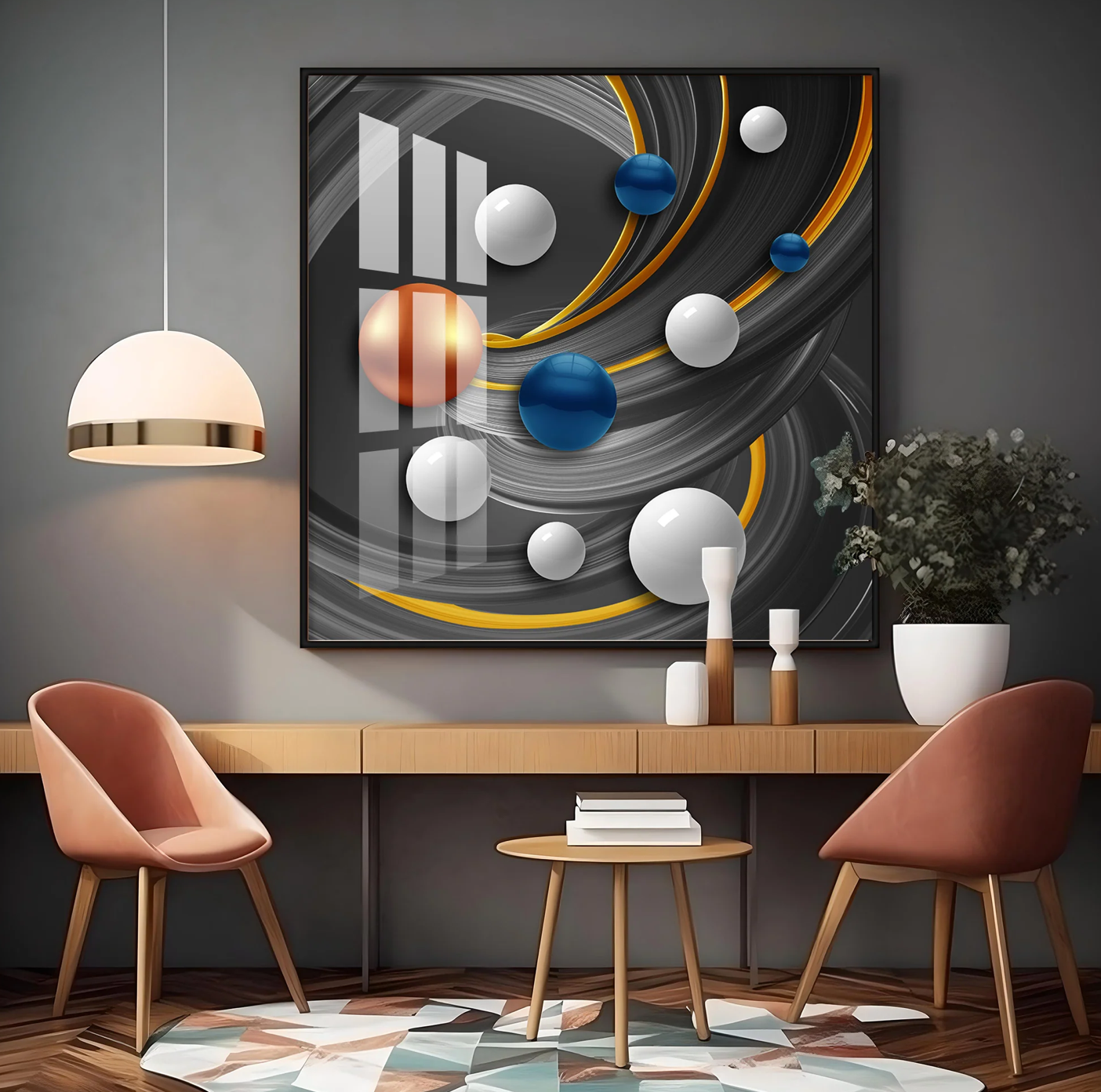 Colorful Circles Premium Acrylic Square Wall Art