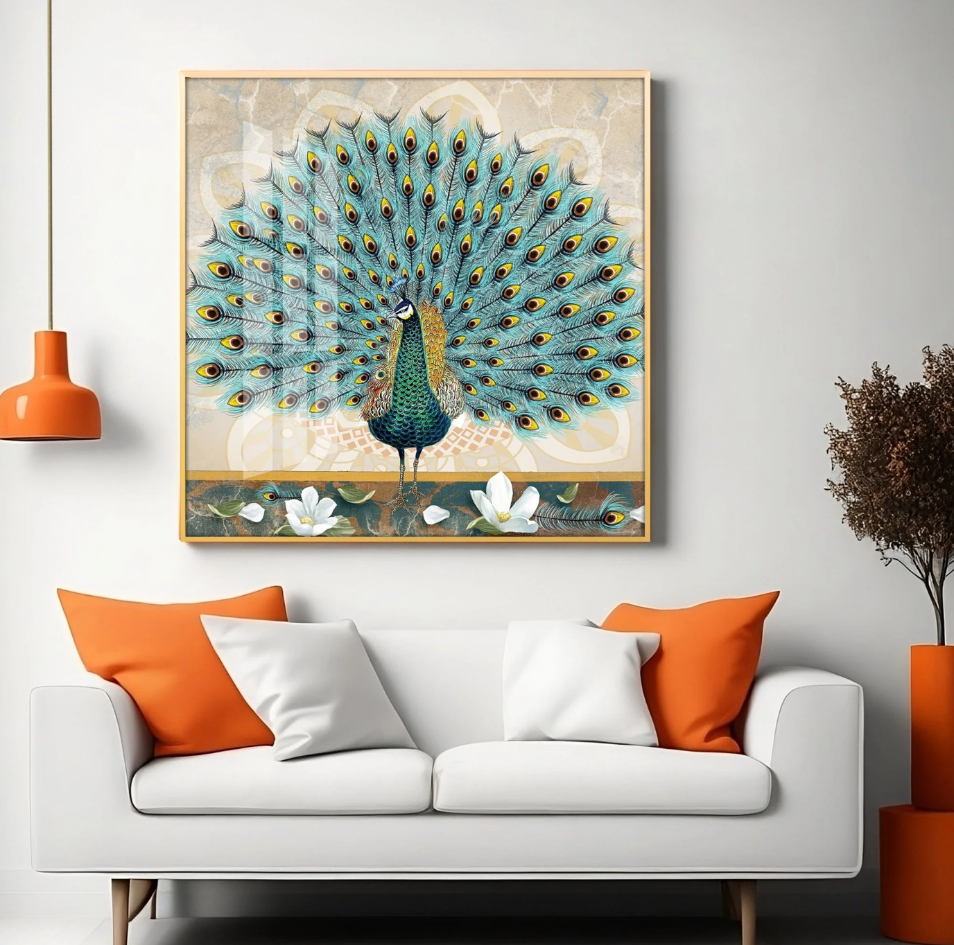 Beautiful Peacock Premium Acrylic Square Wall Art
