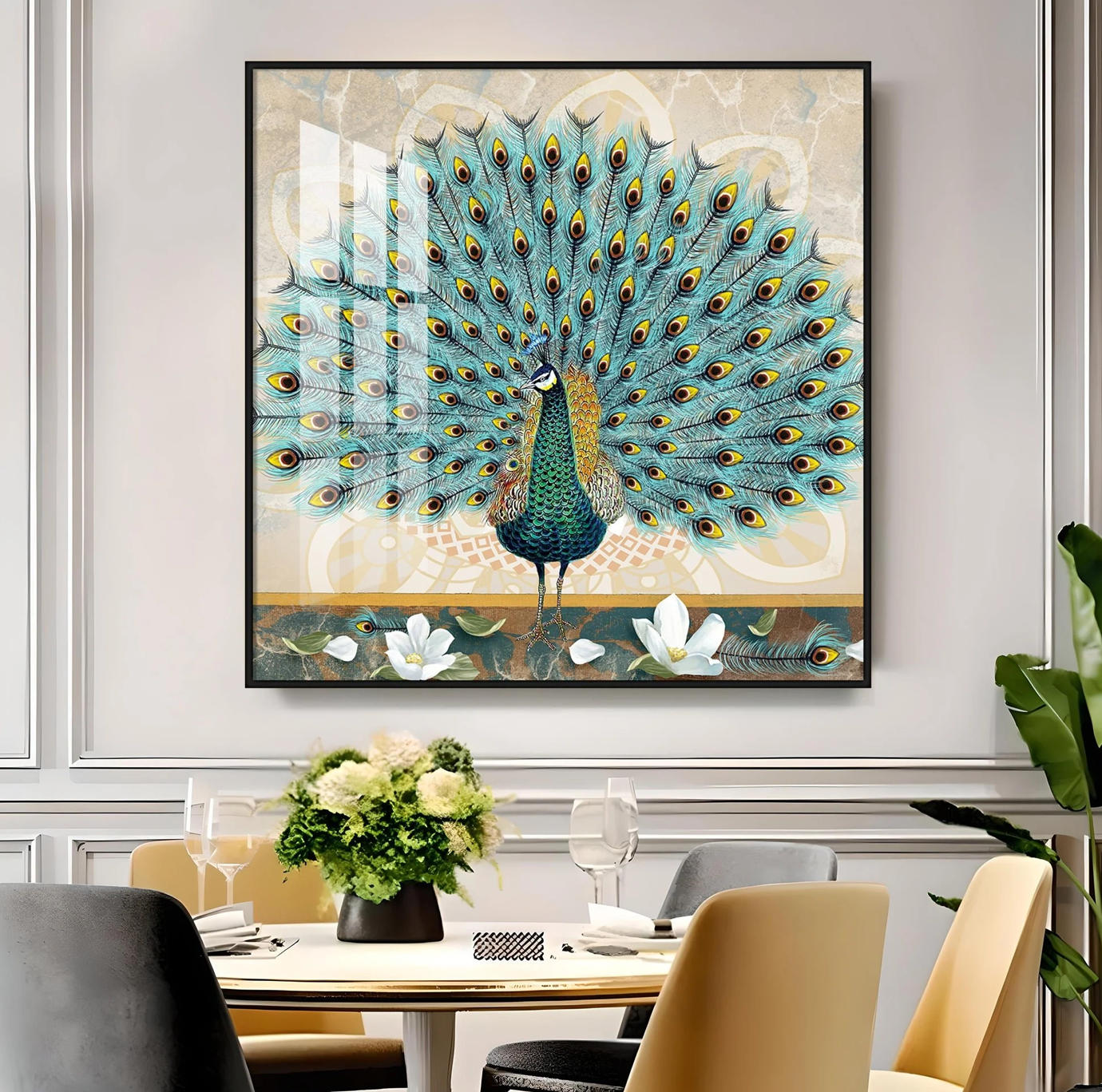 Beautiful Peacock Premium Acrylic Square Wall Art