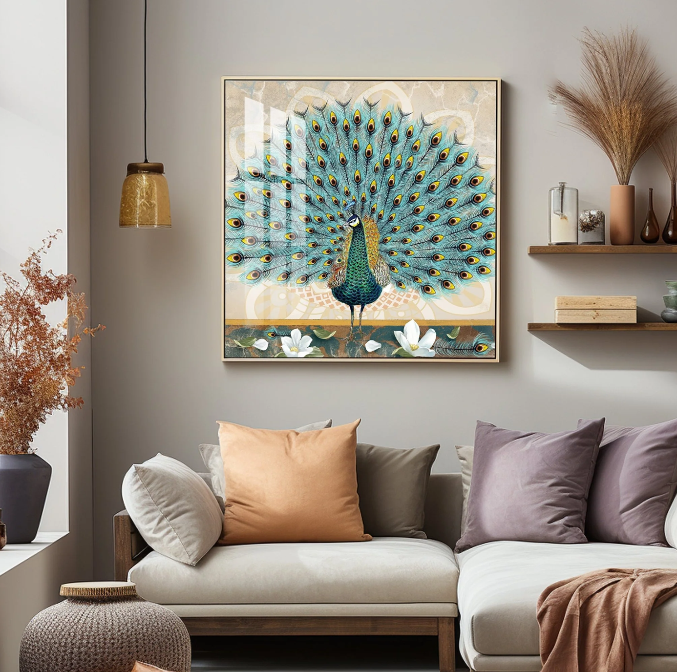 Beautiful Peacock Premium Acrylic Square Wall Art