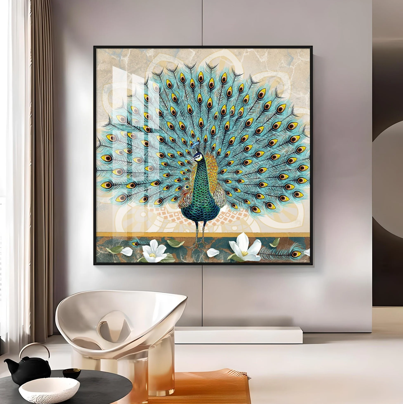 Beautiful Peacock Premium Acrylic Square Wall Art