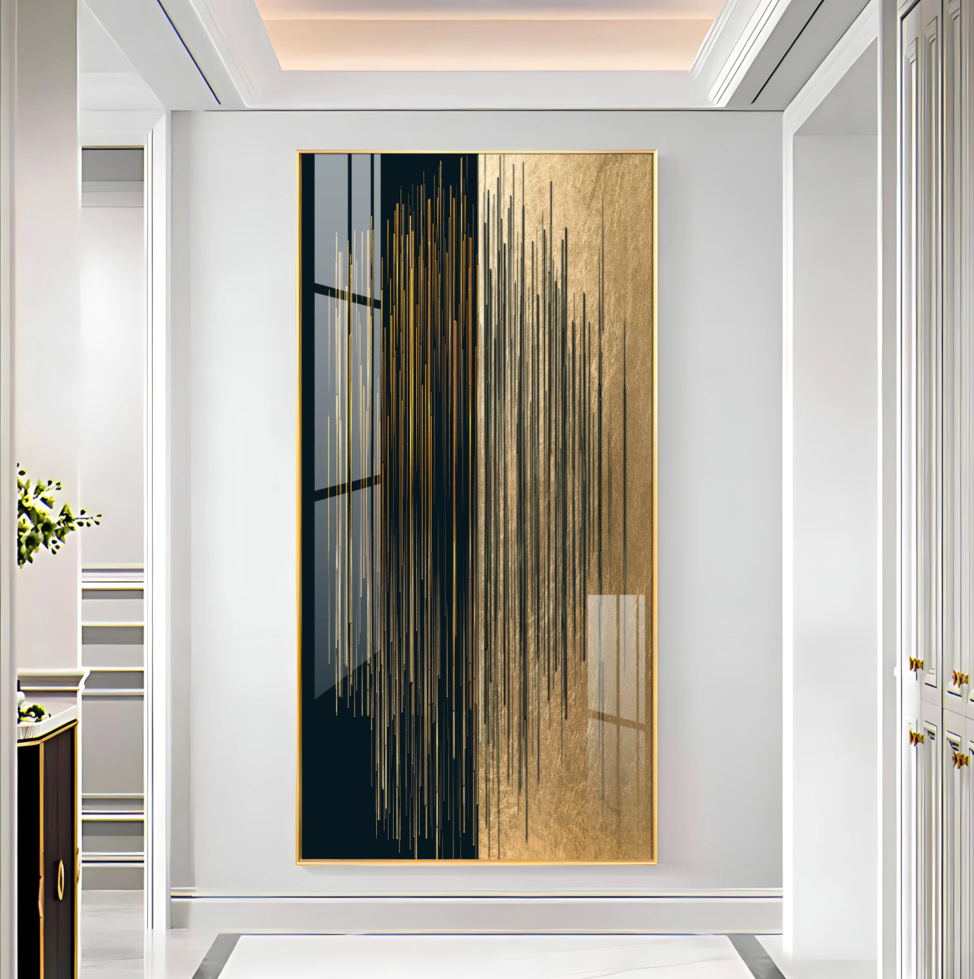 Black & Golden Textured Premium Acrylic Vertical Wall Art