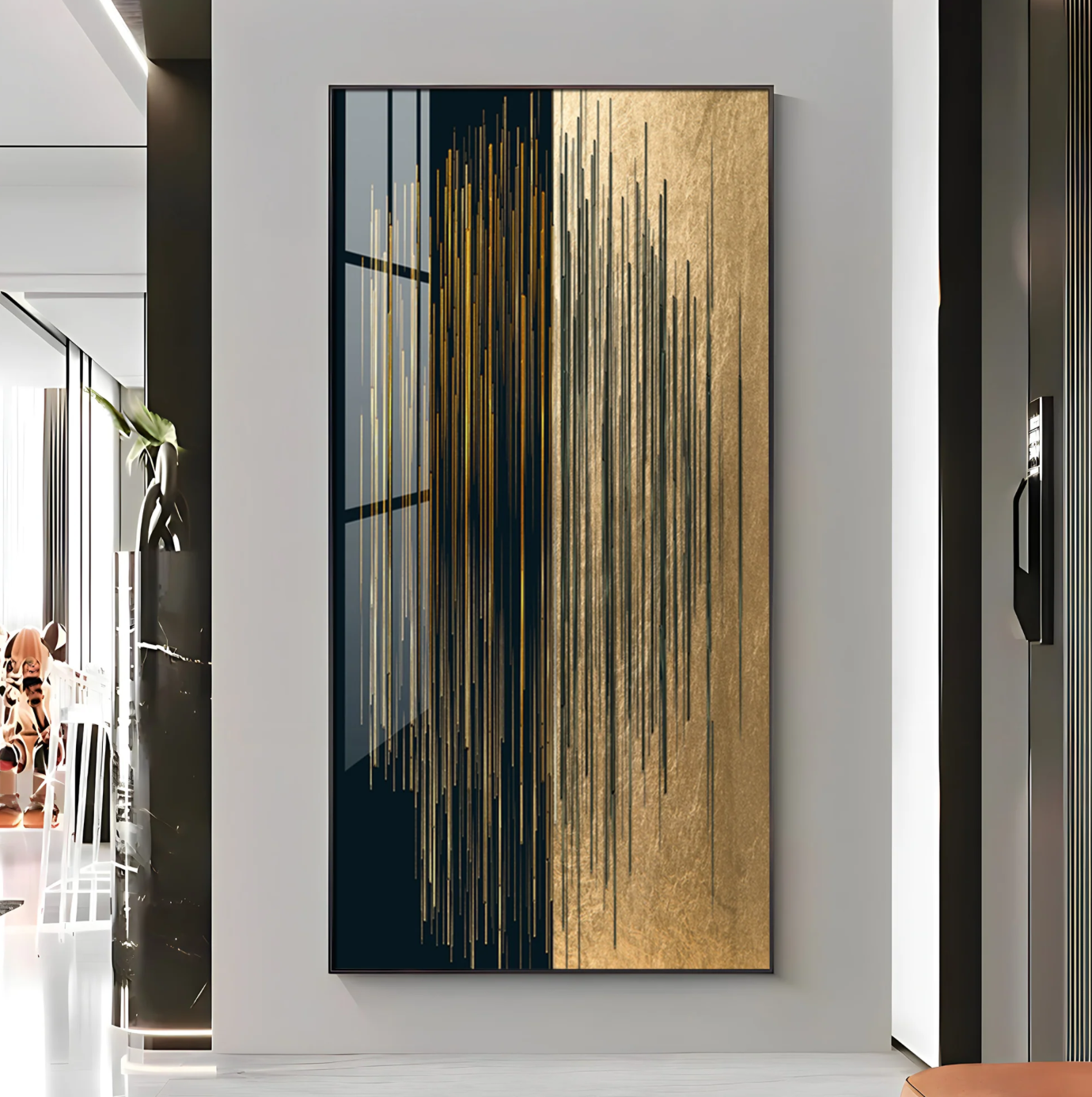 Black & Golden Textured Premium Acrylic Vertical Wall Art