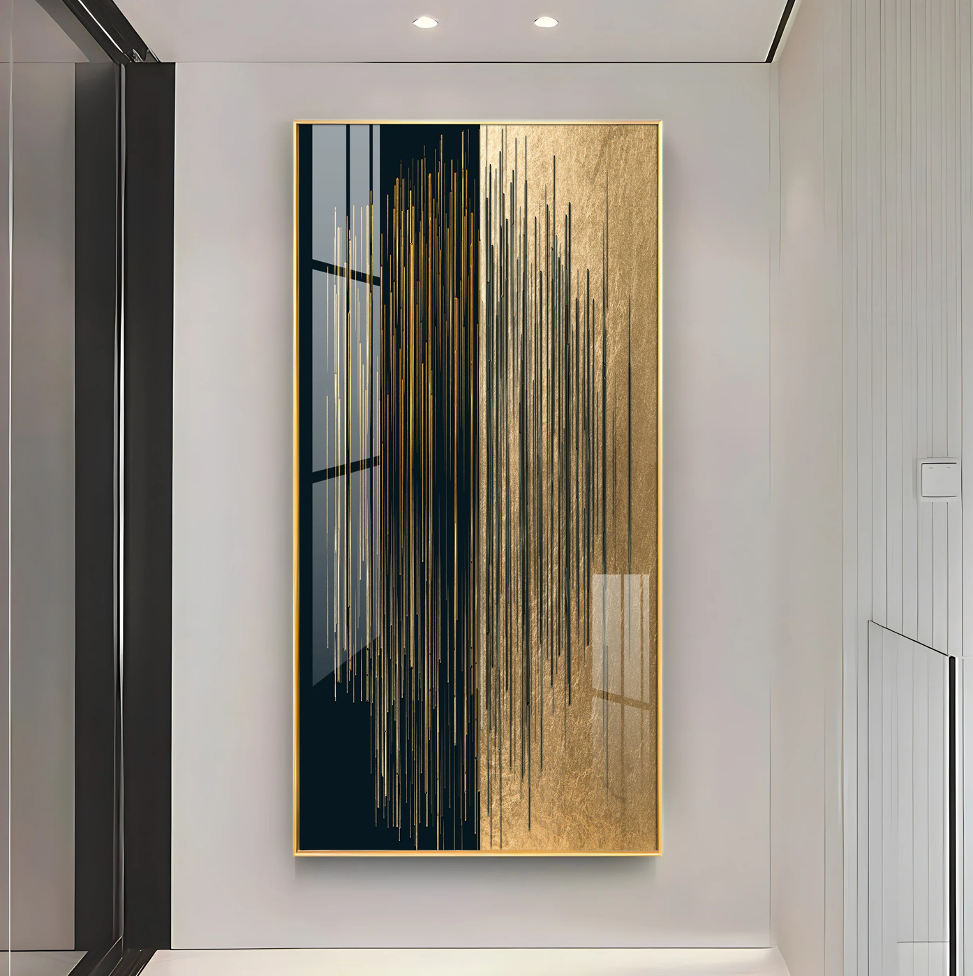 Black & Golden Textured Premium Acrylic Vertical Wall Art