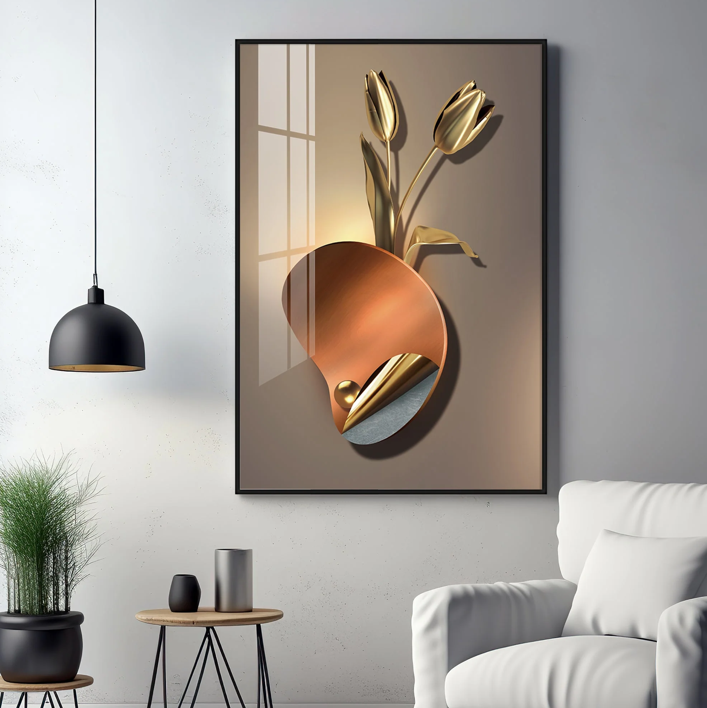 Golden Rose Aura Premium Acrylic Vertical Wall Art
