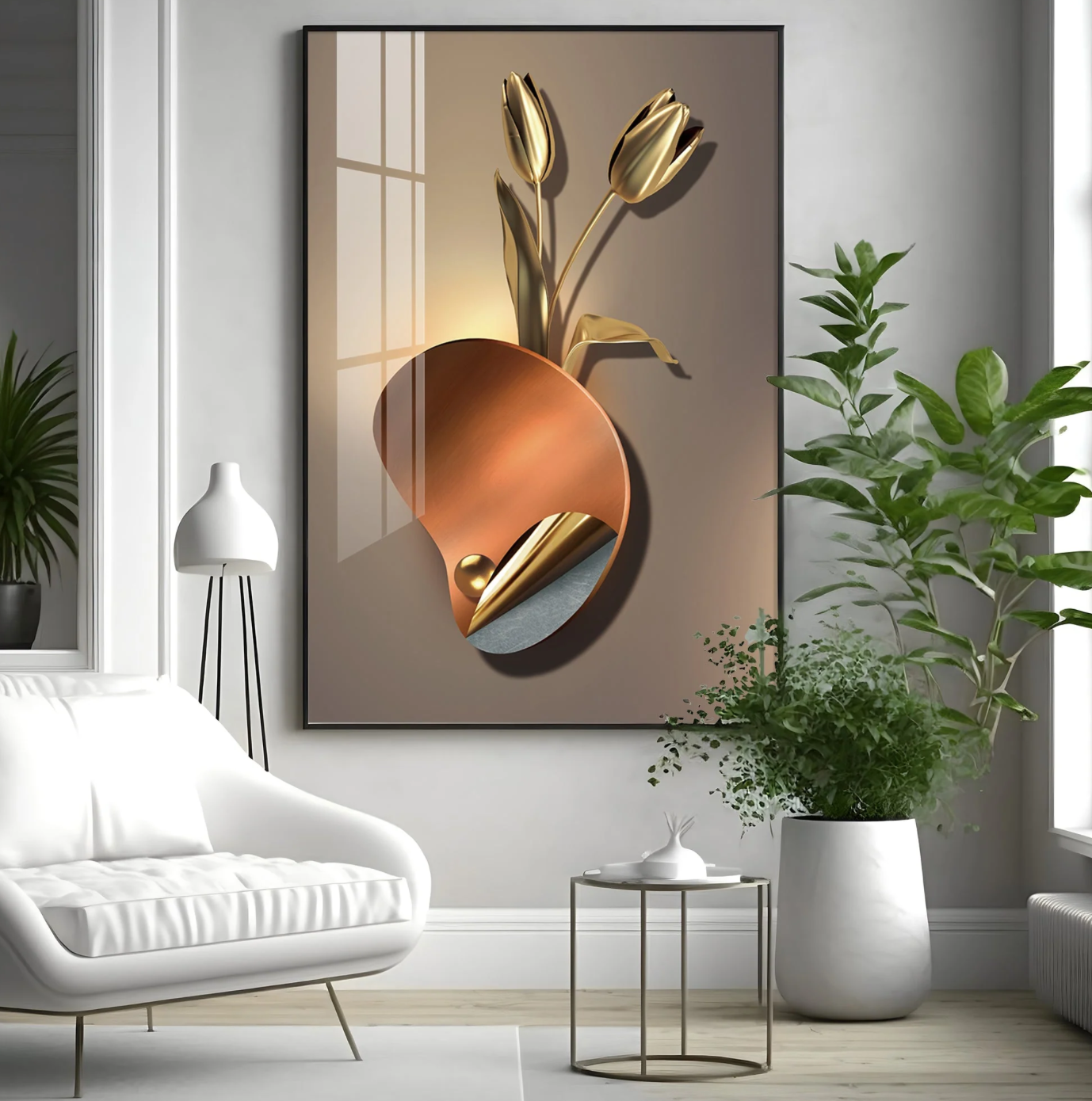 Golden Rose Aura Premium Acrylic Vertical Wall Art