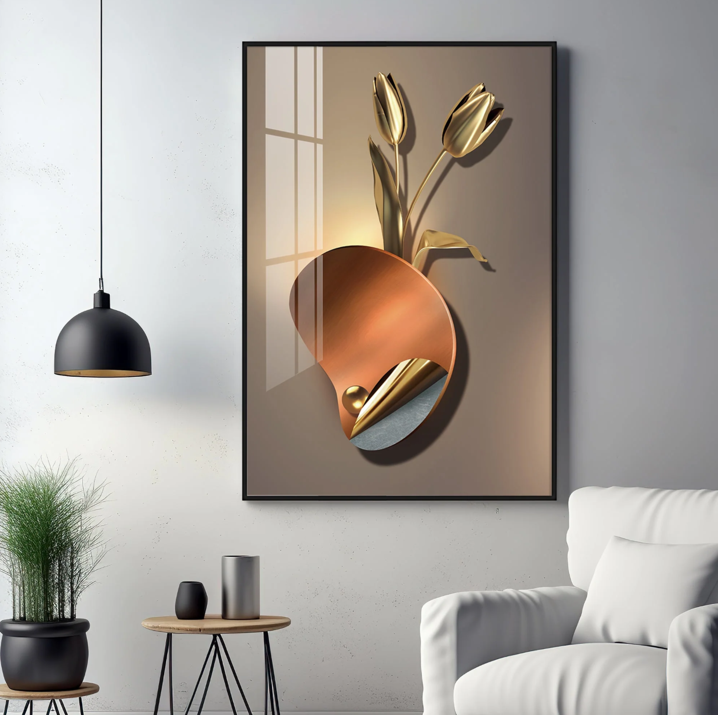 Golden Rose Aura Premium Acrylic Vertical Wall Art