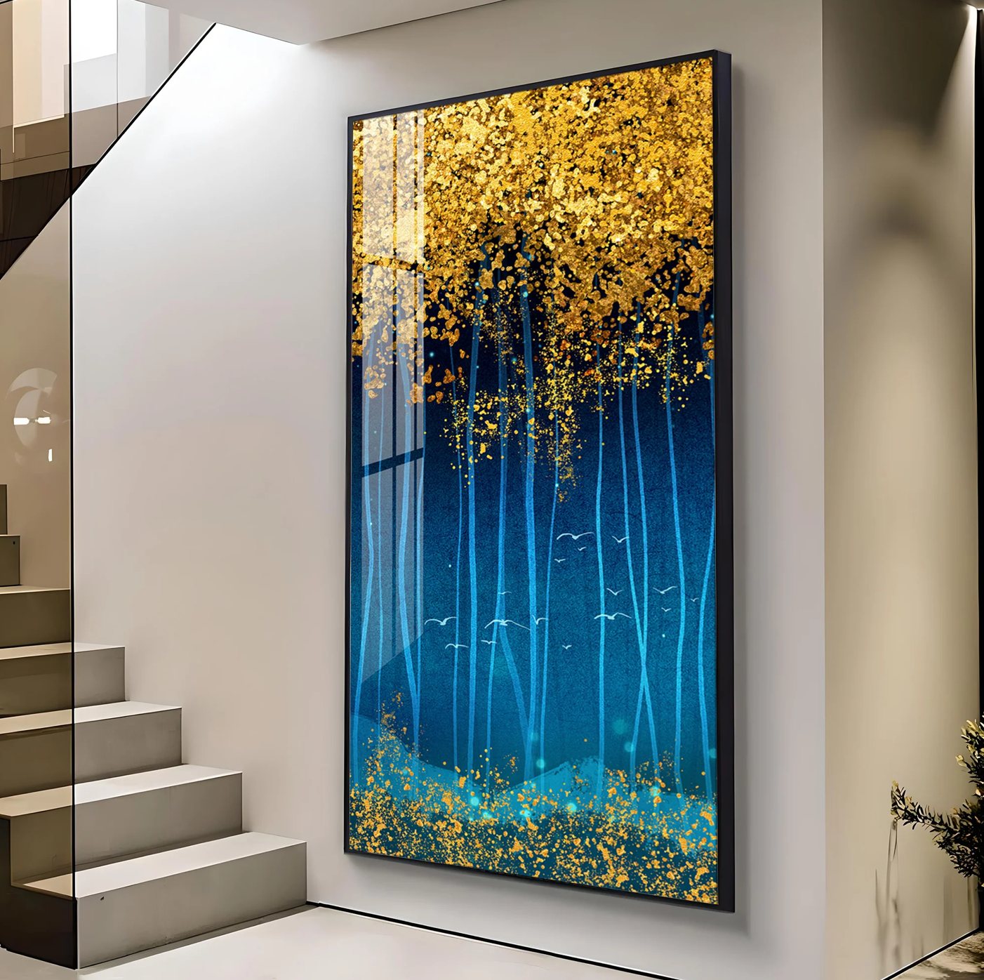 Sparkling Leaves Premium Acrylic Vertical Wall Art