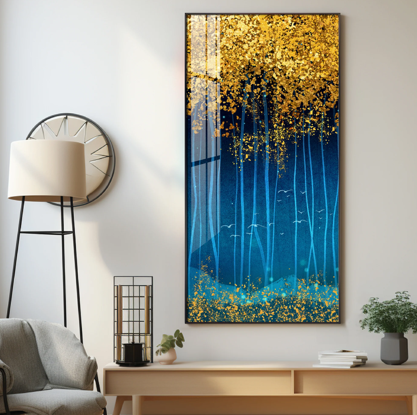 Sparkling Leaves Premium Acrylic Vertical Wall Art