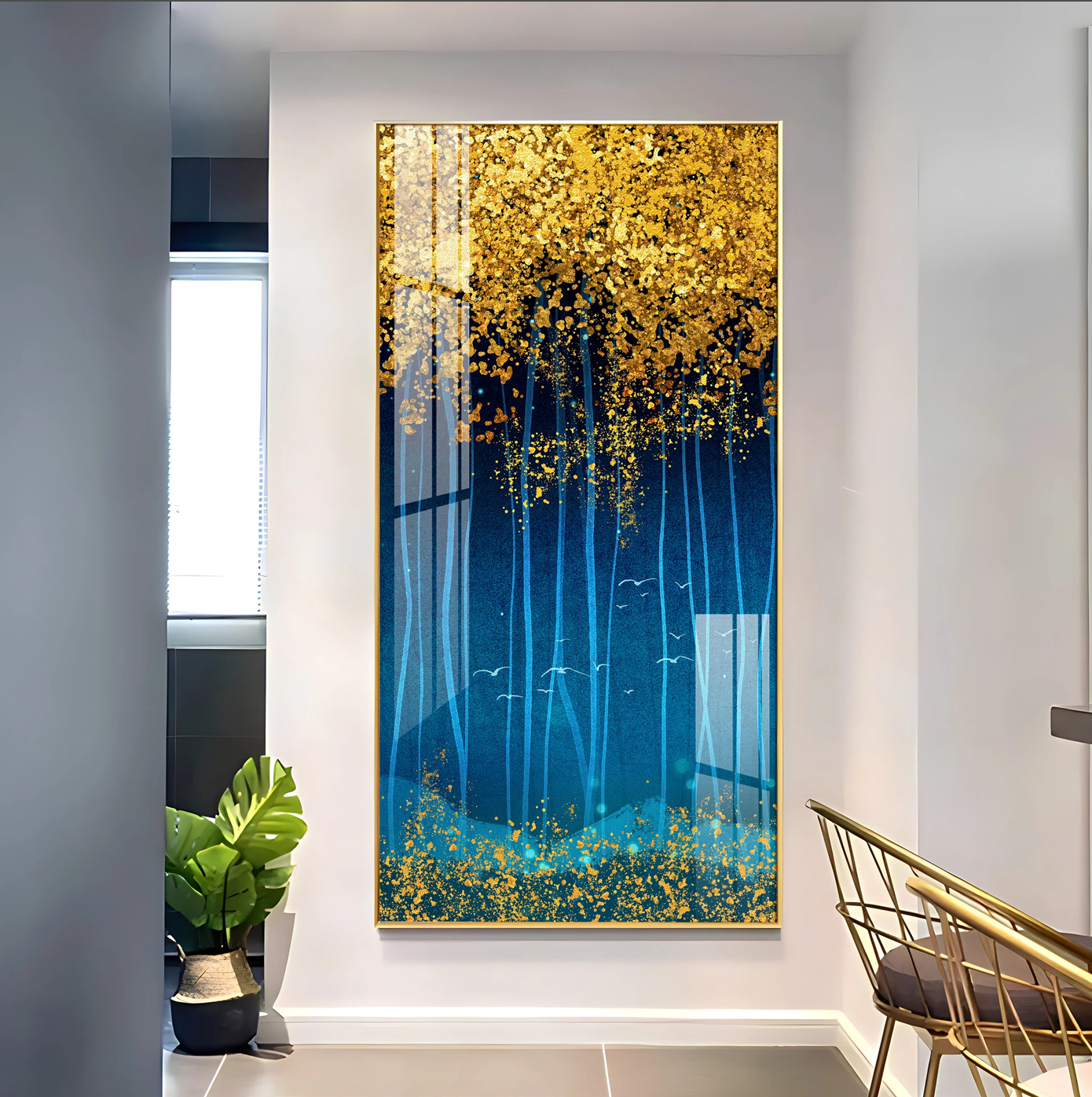 Sparkling Leaves Premium Acrylic Vertical Wall Art