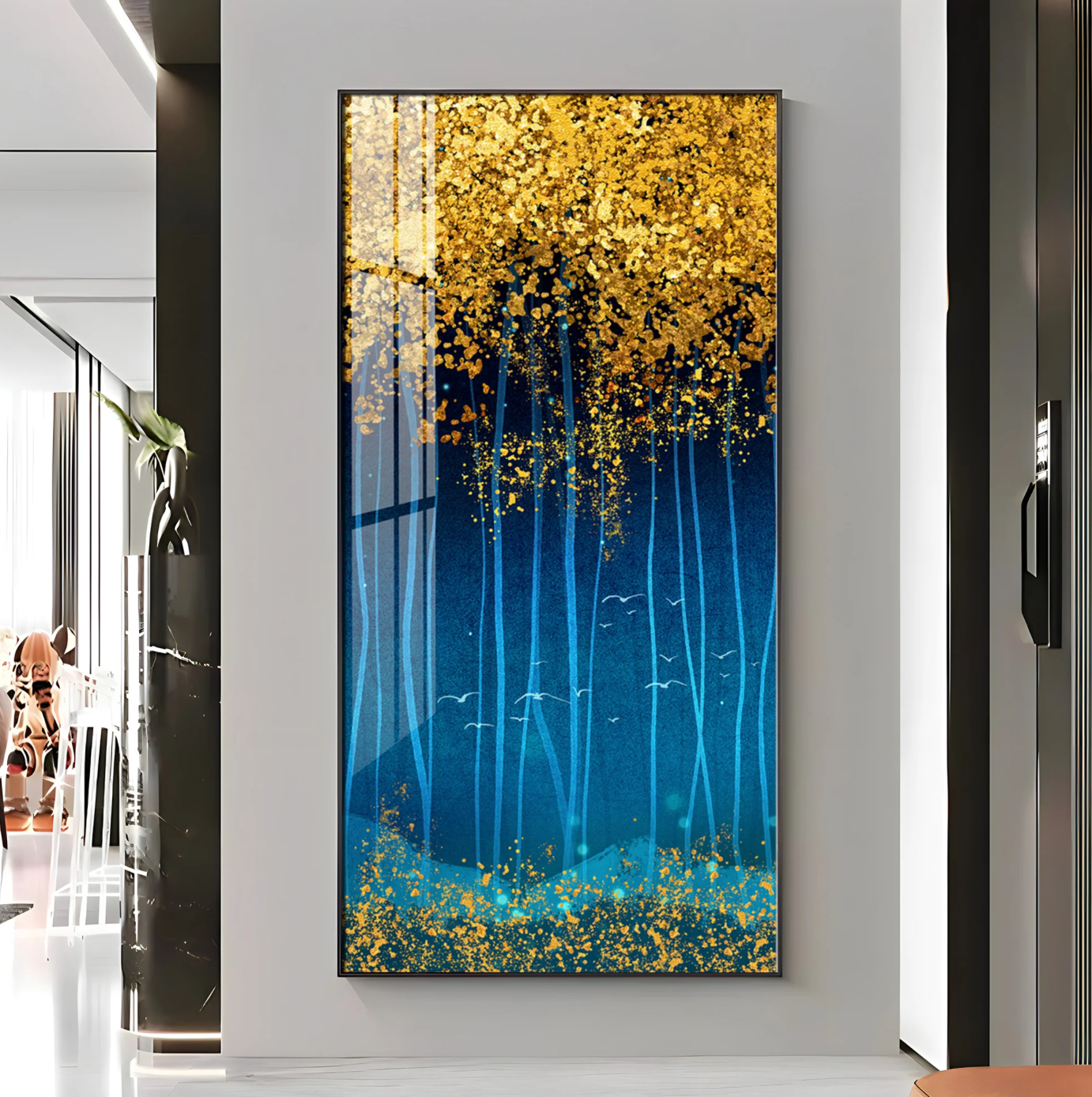 Sparkling Leaves Premium Acrylic Vertical Wall Art