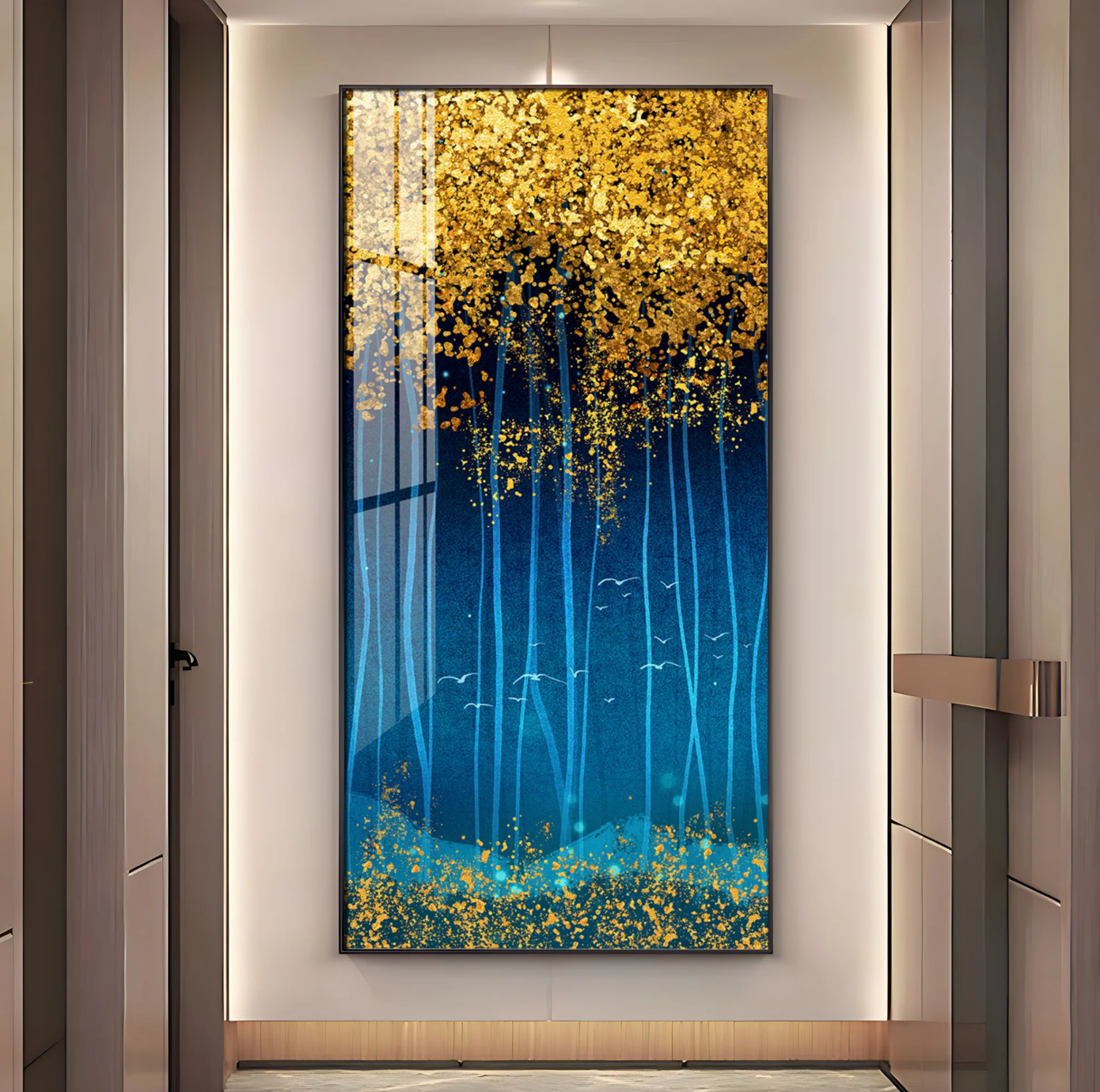 Sparkling Leaves Premium Acrylic Vertical Wall Art