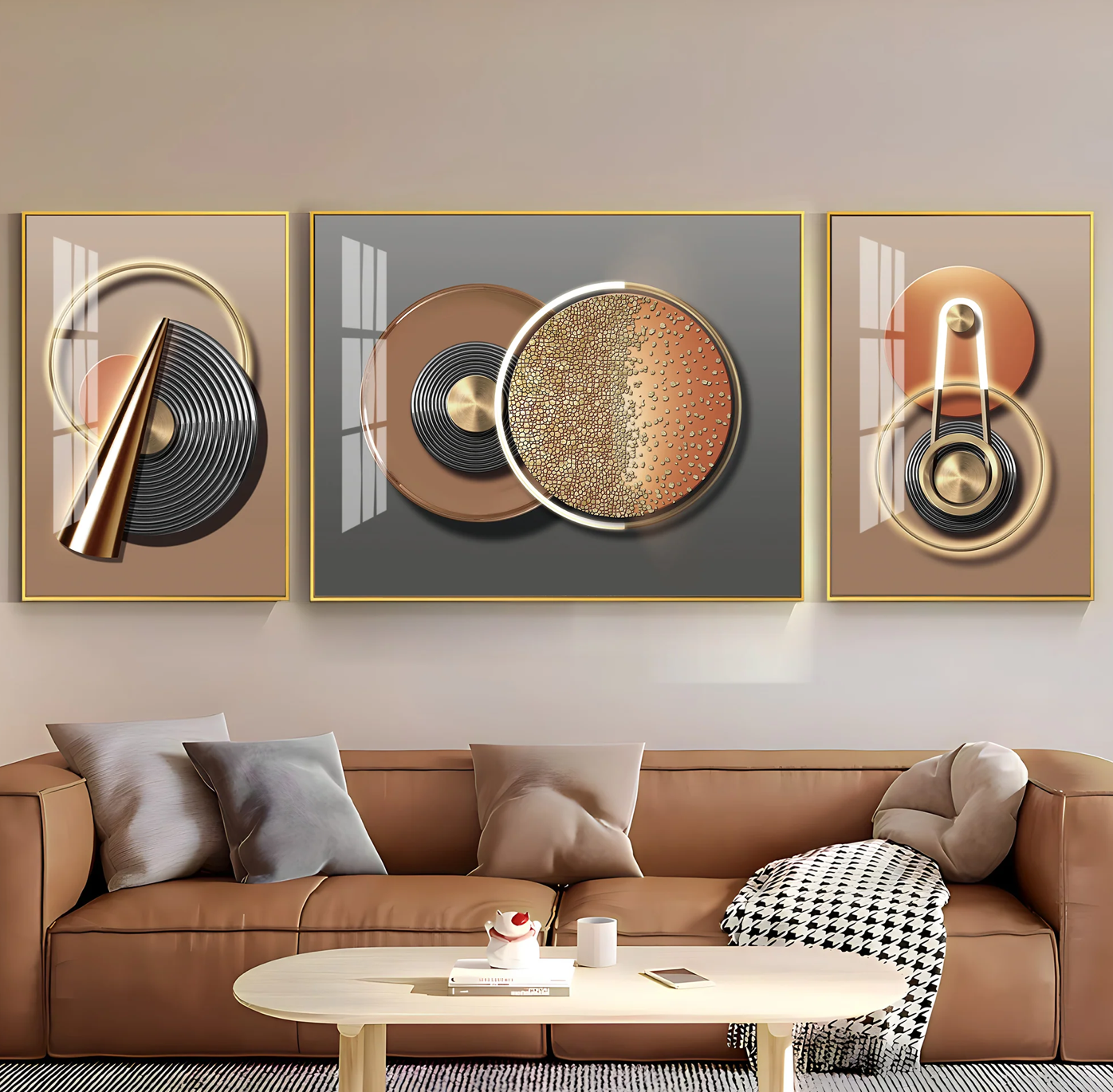 Abstract Geometry Premium Acrylic Wall Art (Set of 3)