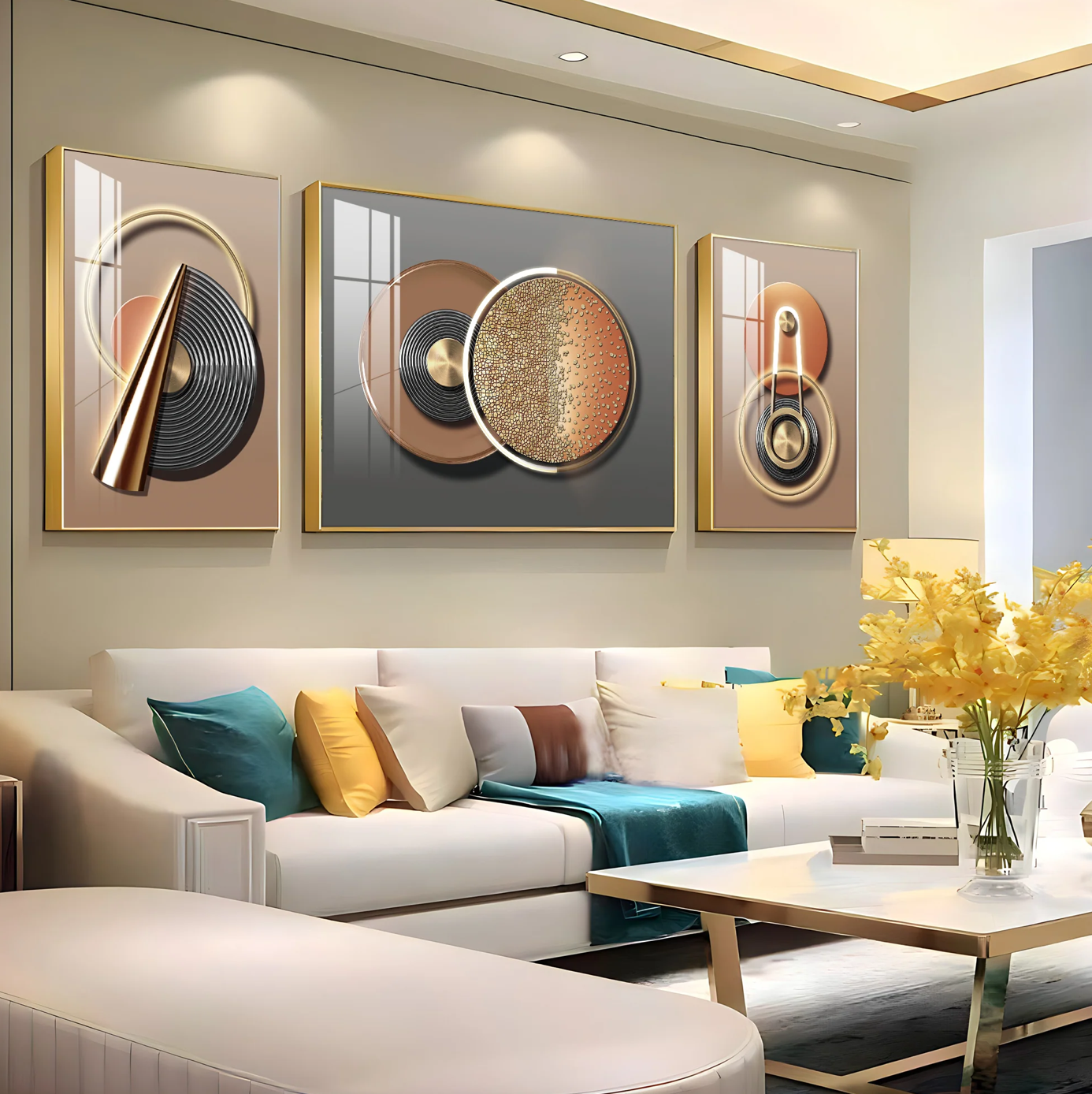 Abstract Geometry Premium Acrylic Wall Art (Set of 3)