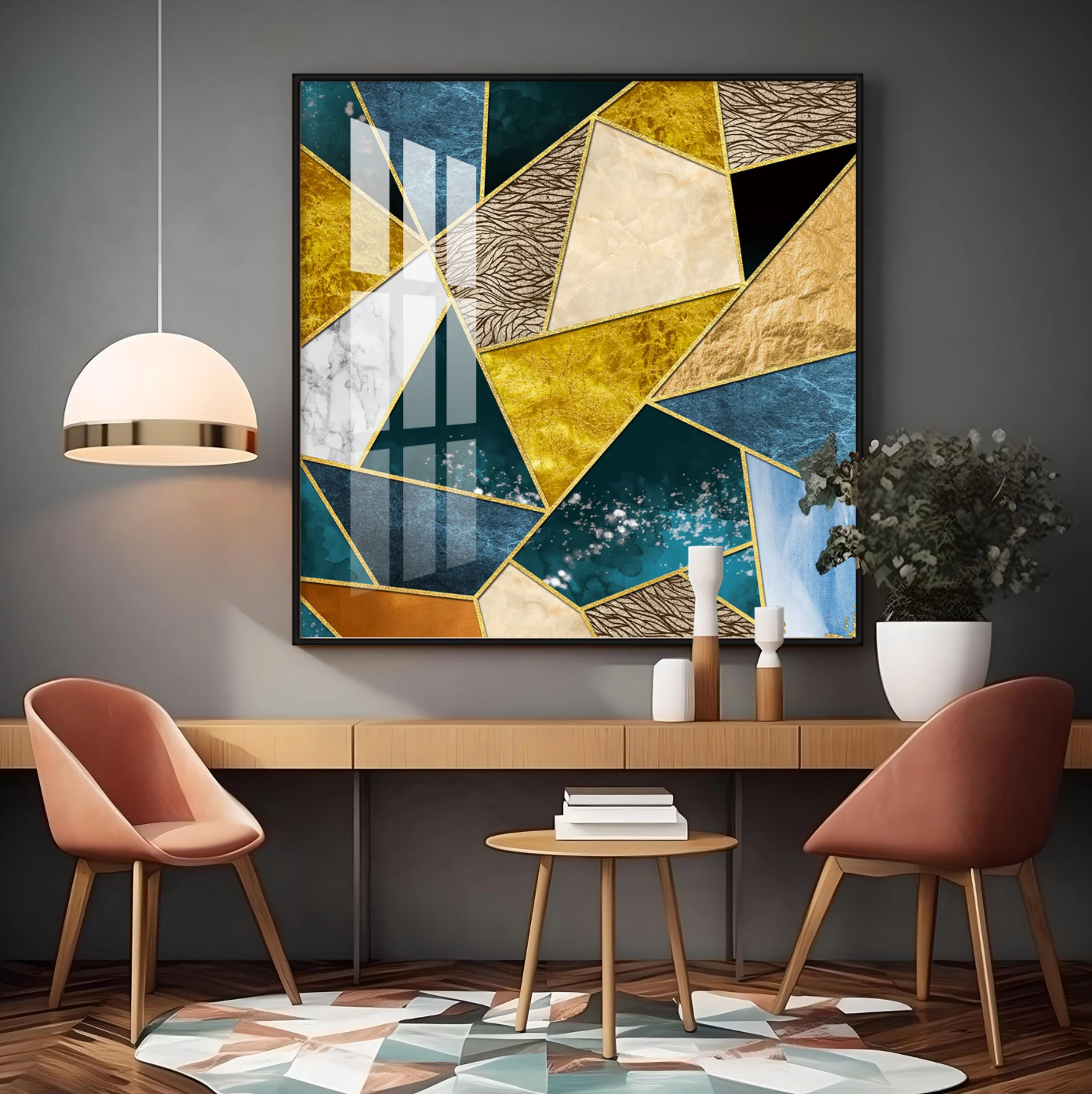 Abstract Colorful Patterns Premium Acrylic Square Wall Art