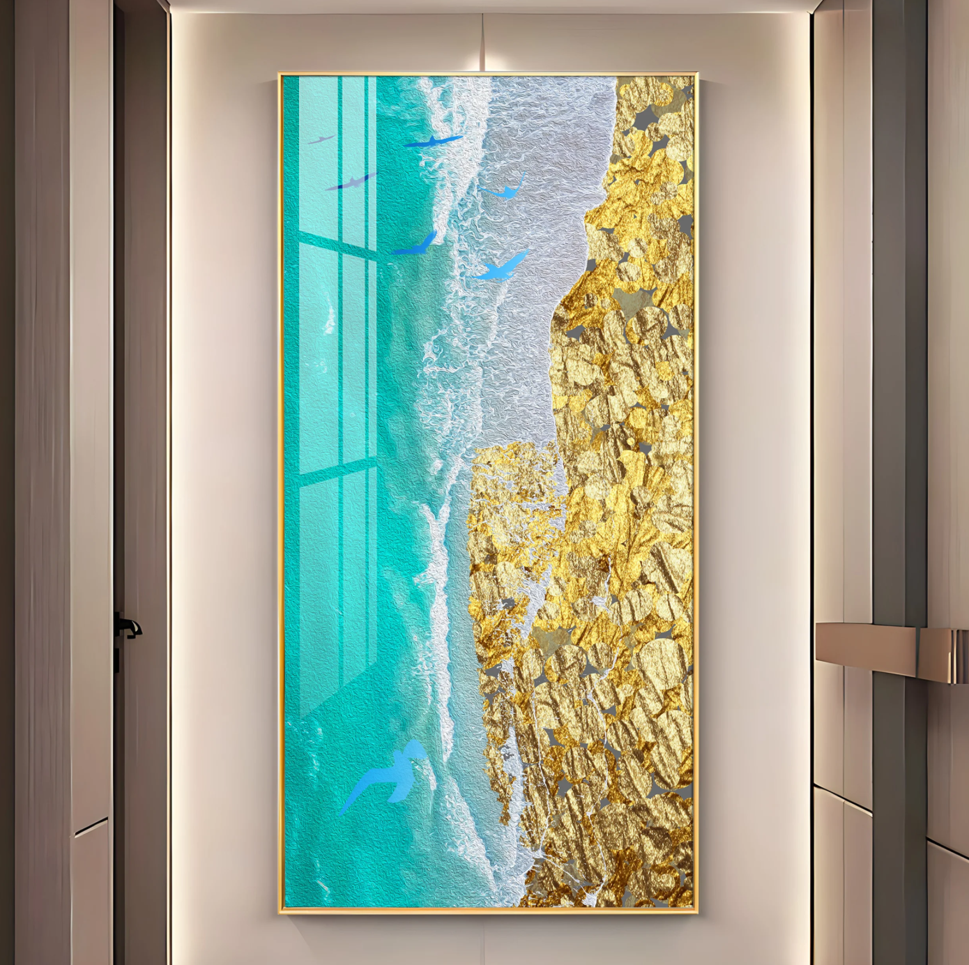 Beach of Gold Premium Acrylic Vertical Wall Art