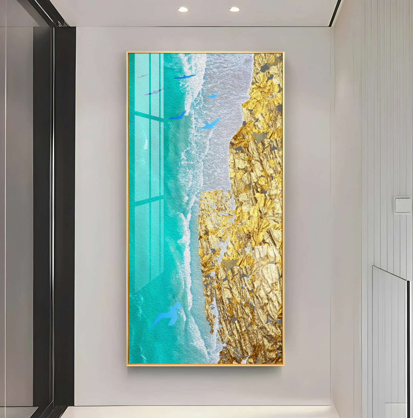 Beach of Gold Premium Acrylic Vertical Wall Art
