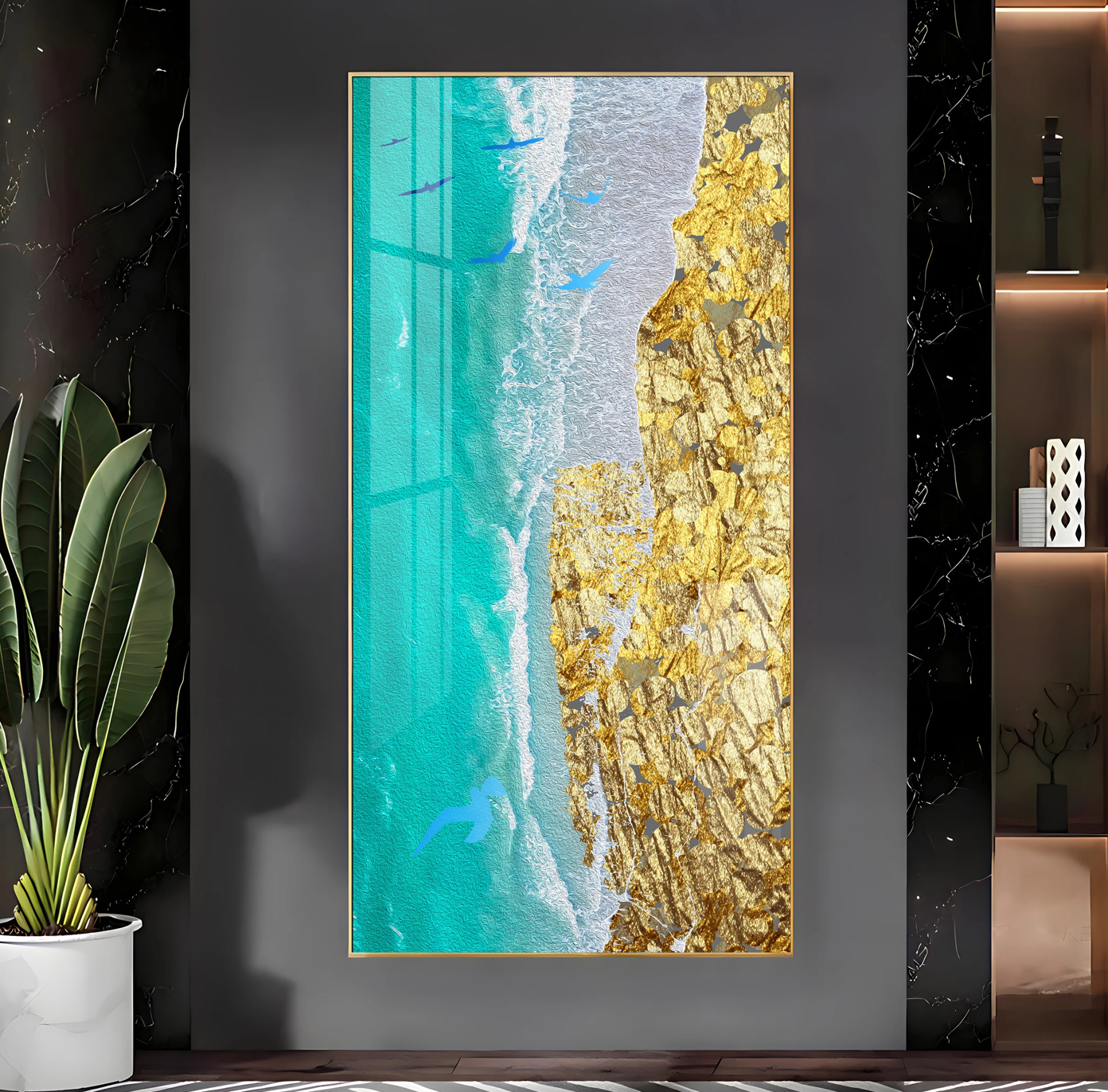 Beach of Gold Premium Acrylic Vertical Wall Art
