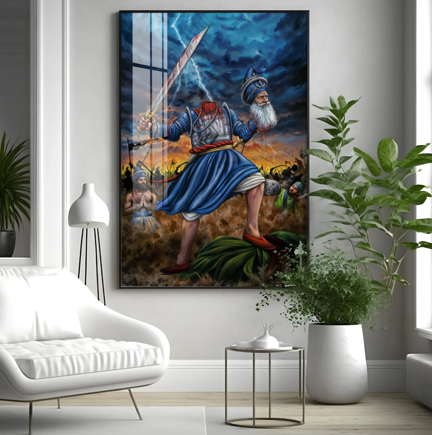 Baba Deep Singh Ji Premium Acrylic Vertical Wall Art