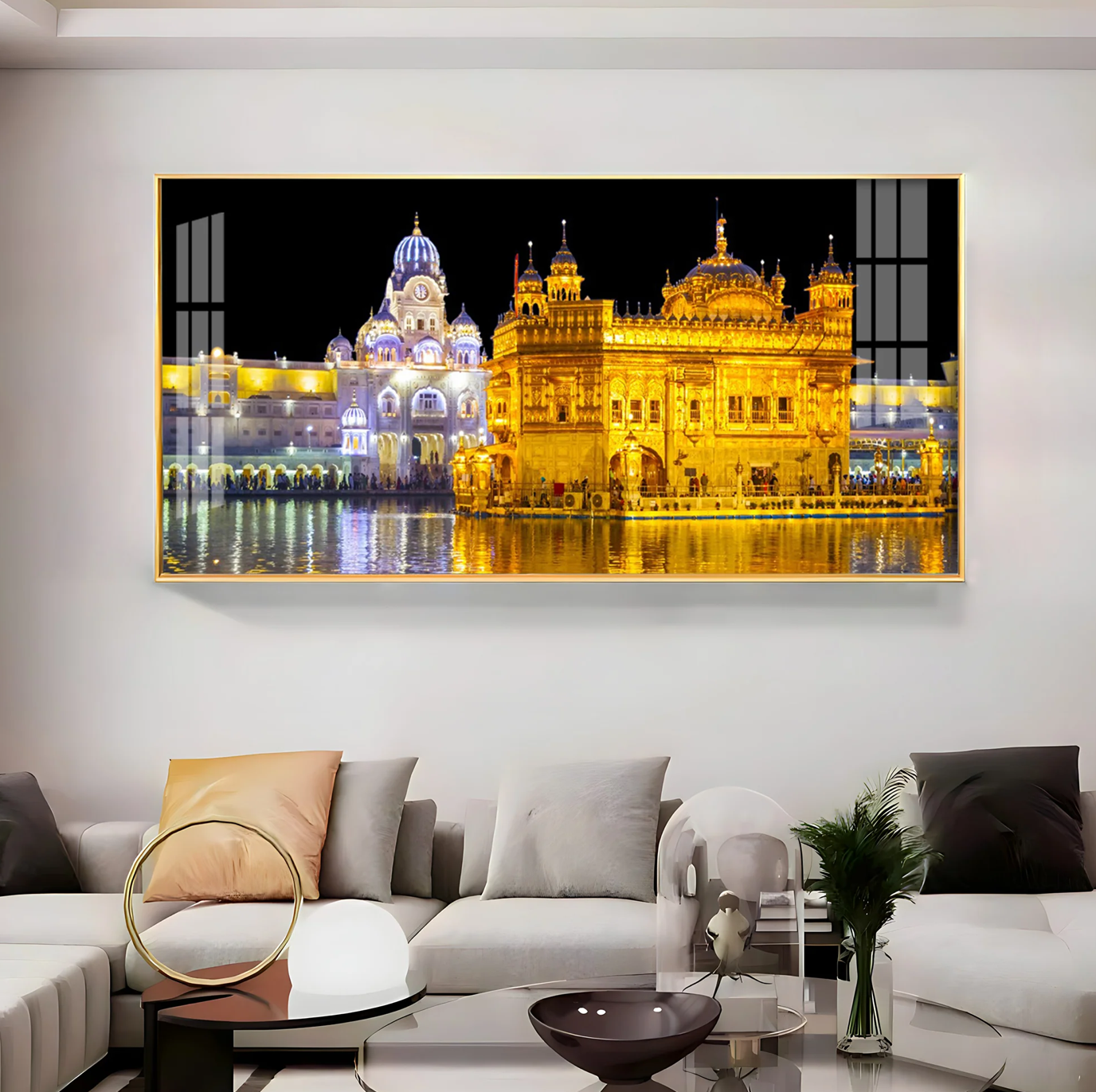 The Majestic Golden Temple Premium Acrylic Horizontal Wall Art