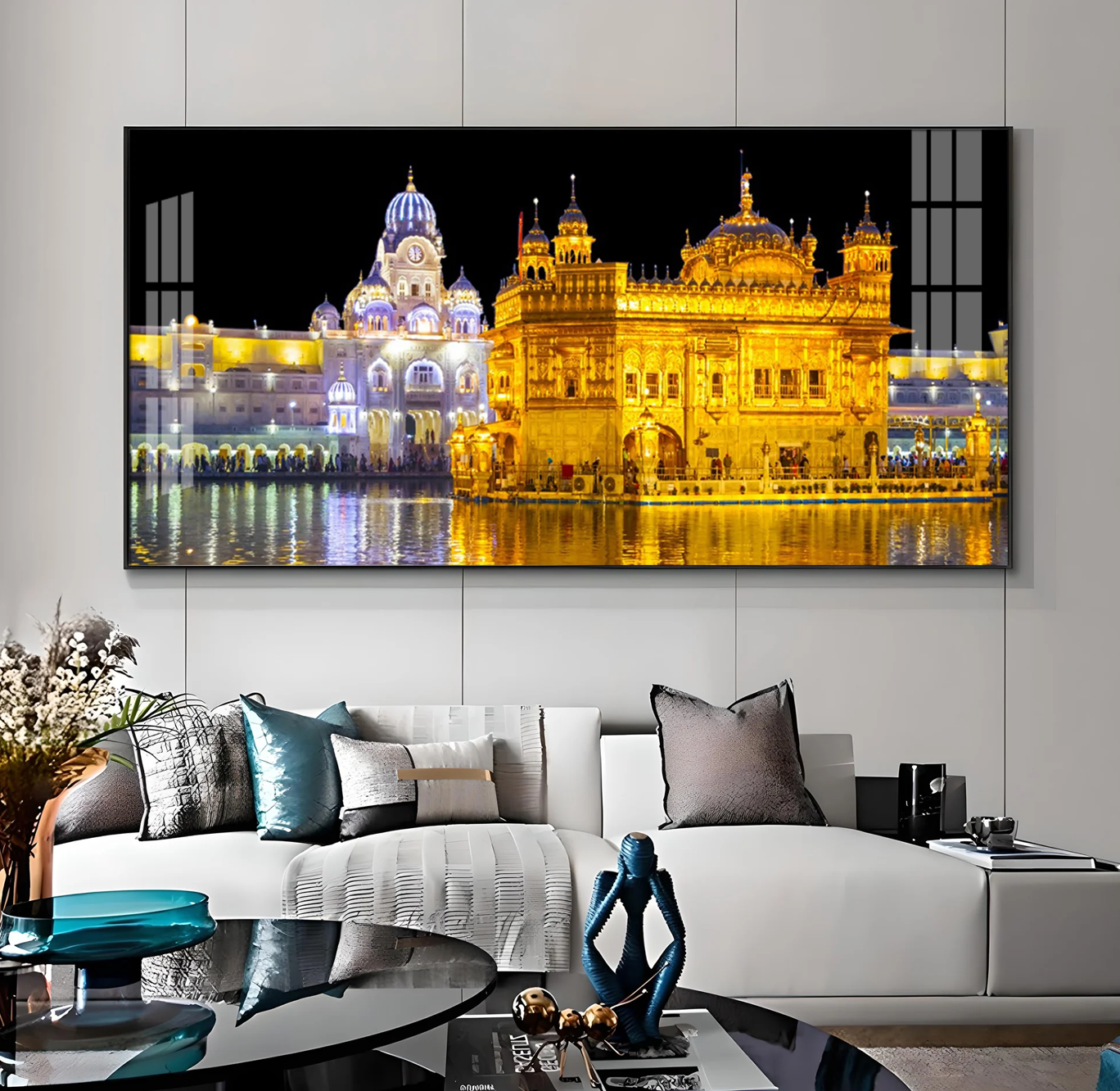 The Majestic Golden Temple Premium Acrylic Horizontal Wall Art
