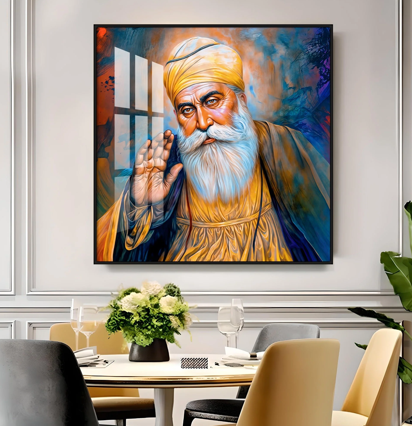Abstract of Guru Nanak Dev Ji Premium Acrylic Square Wall Art