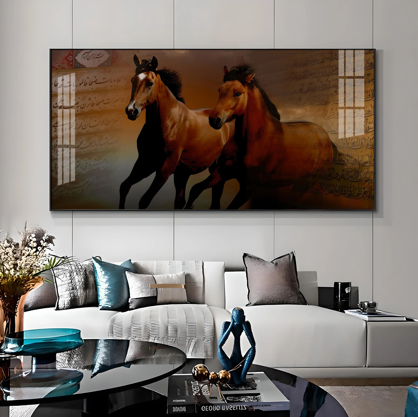 Arabic Horses Premium Acrylic Horizontal Wall Art