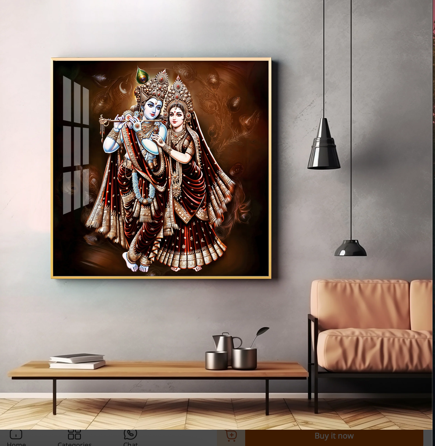 Beautiful Radha Krishna Premium Acrylic Square Wall Art
