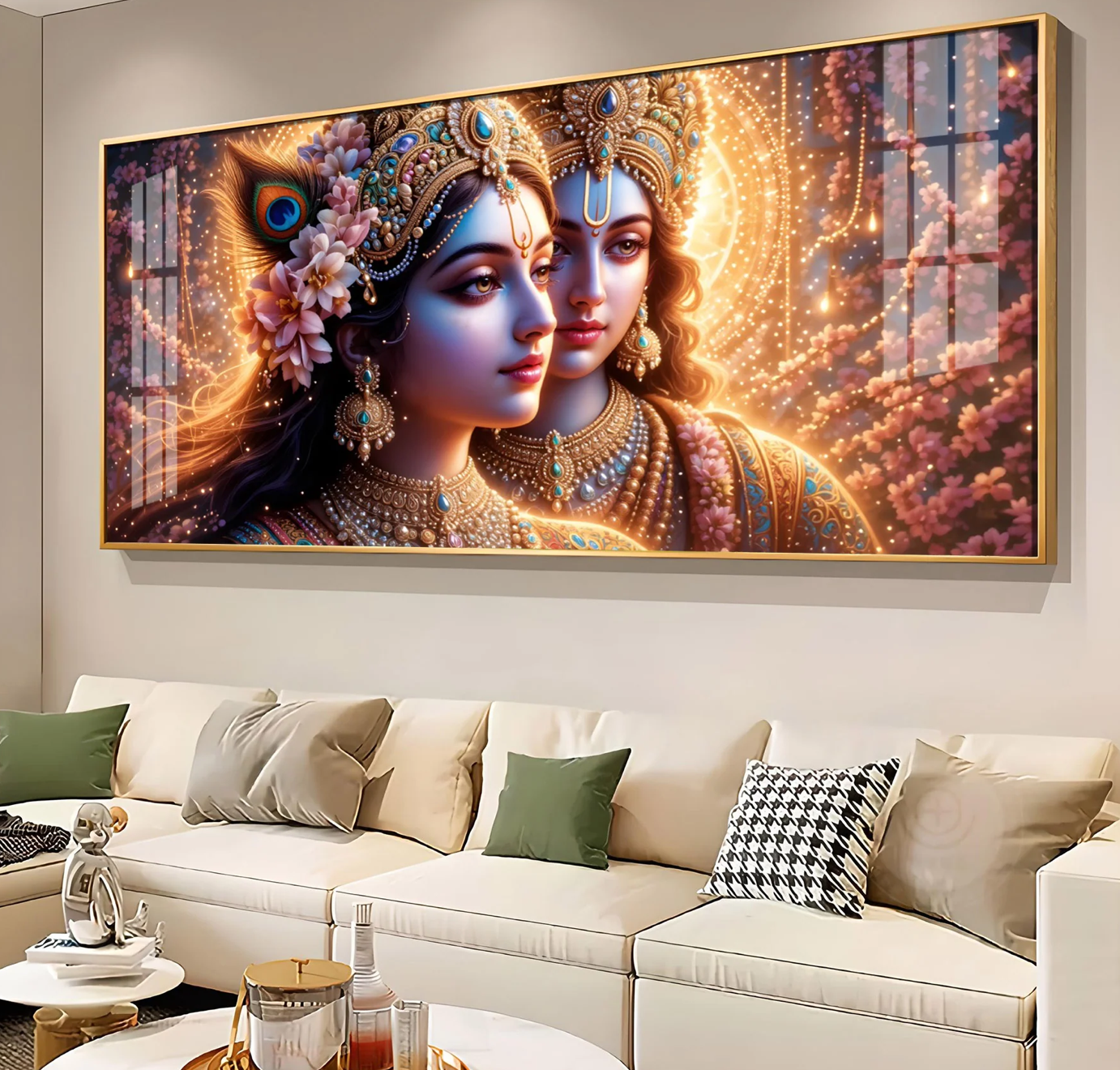 Portrait Of Radha Krishna Connection Premium Acrylic Horizontal Wall Art