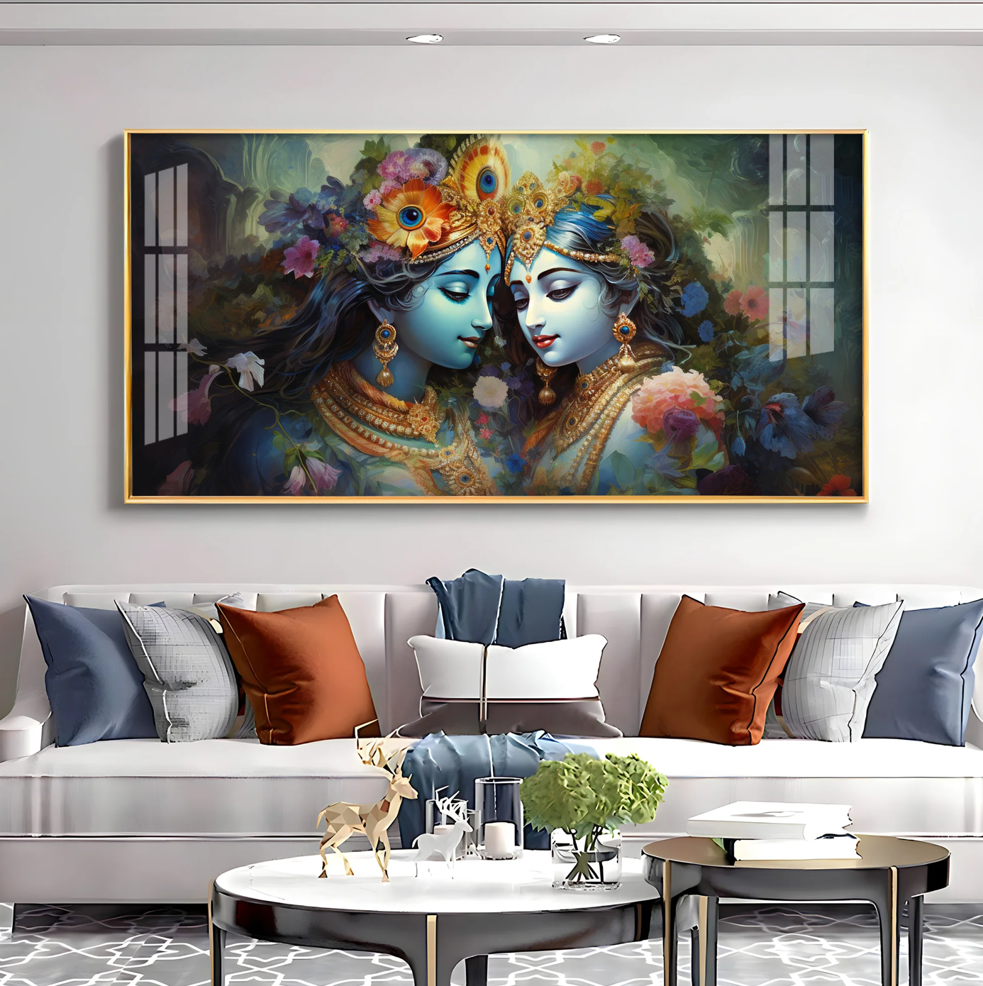 Krishna's Love For Radha Premium Acrylic Horizontal Wall Art