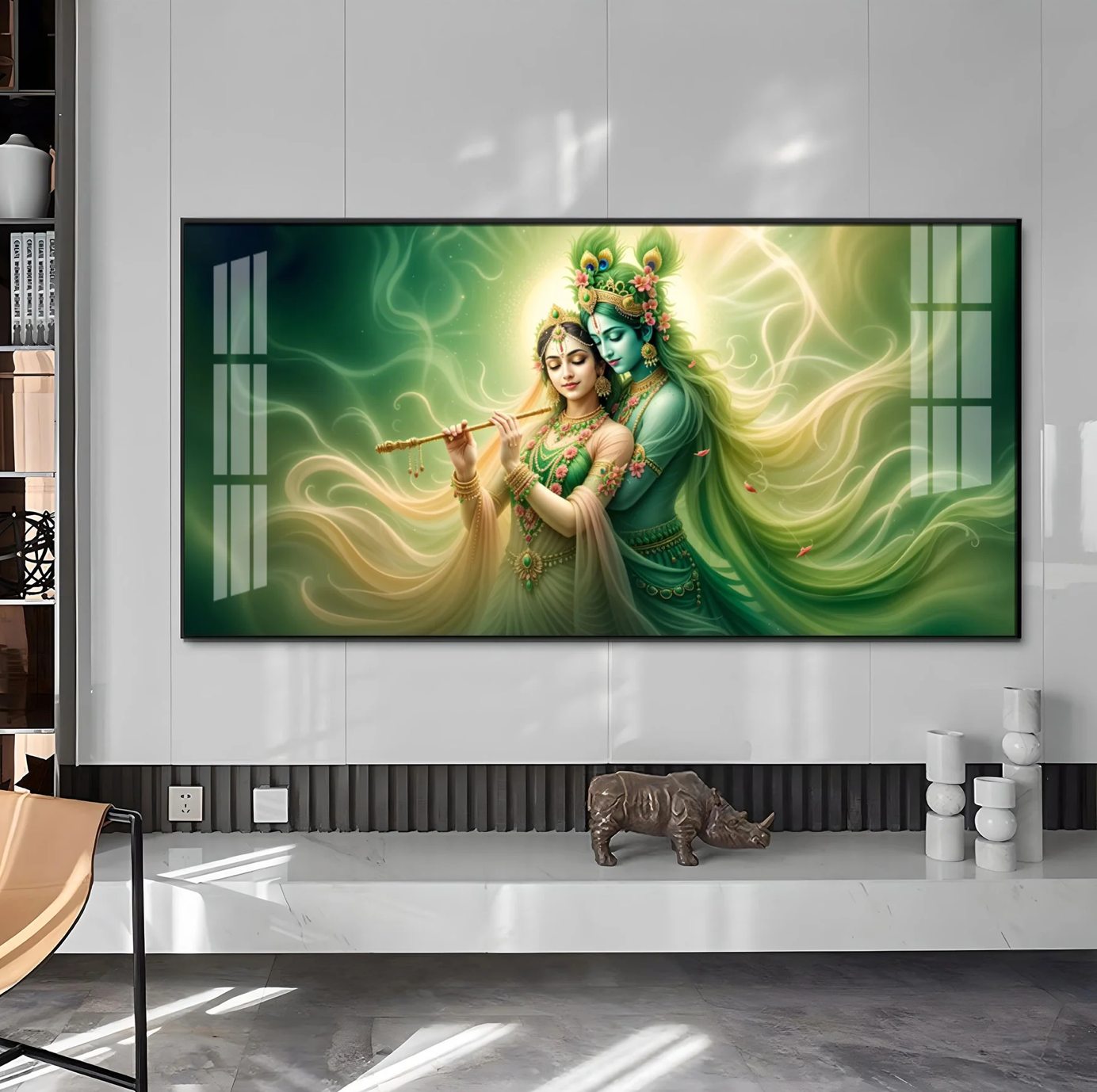 Krishna Radha Divine Connection Premium Acrylic Horizontal Wall Art