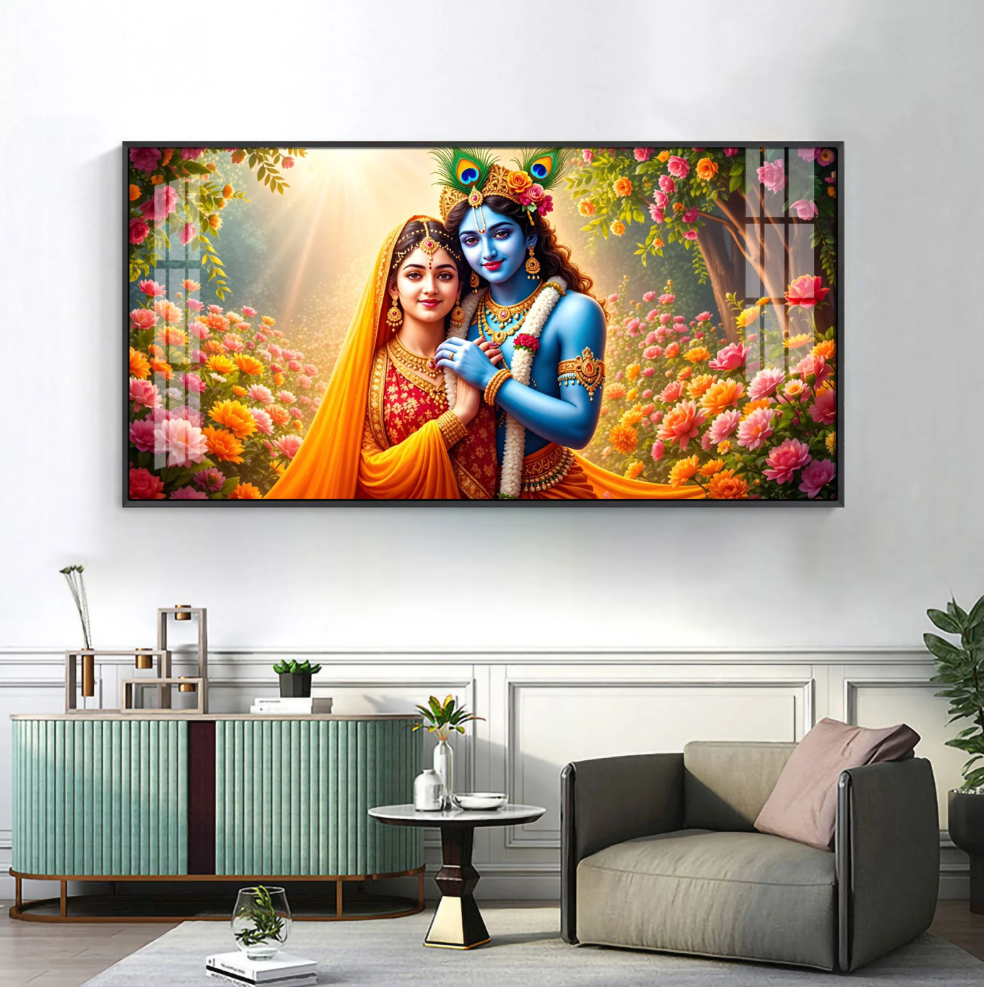 Radha Krishna Boundless Bhakti Premium Acrylic Horizontal Wall Art