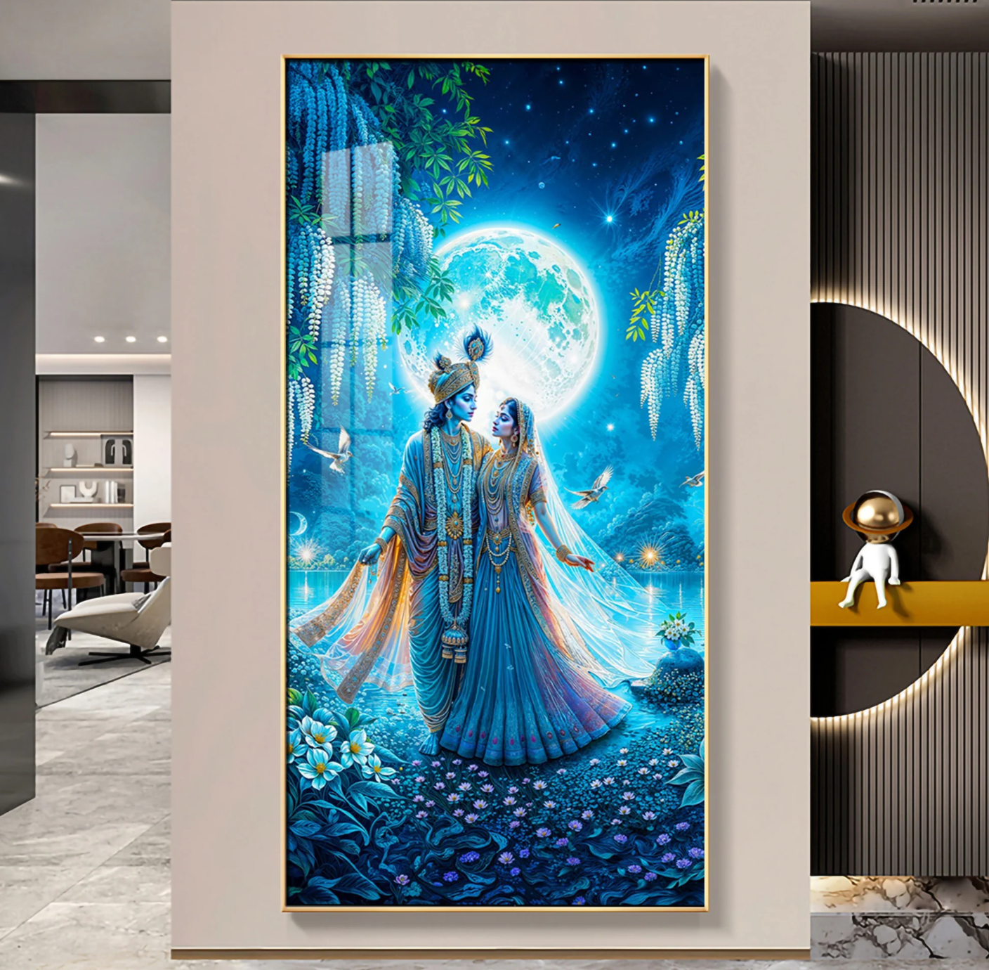 Radha Krishna In Twilight Premium Acrylic Vertical Wall Art
